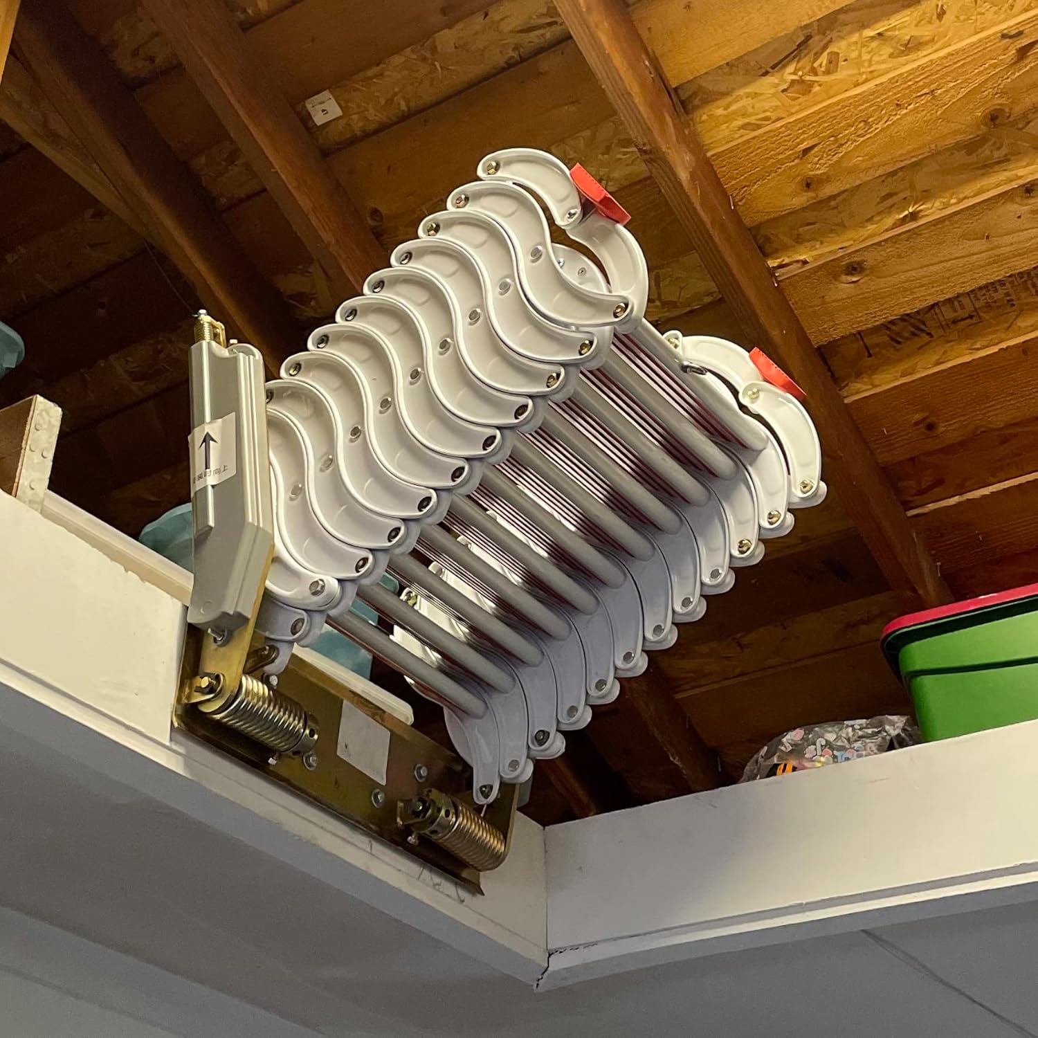 Attic Ladder to Climb Telescopic Folding Stairs 3-9.84ft Wall Mounted Loft Step-Ladder Size Custom (H-3M/9.84ft,Steel)