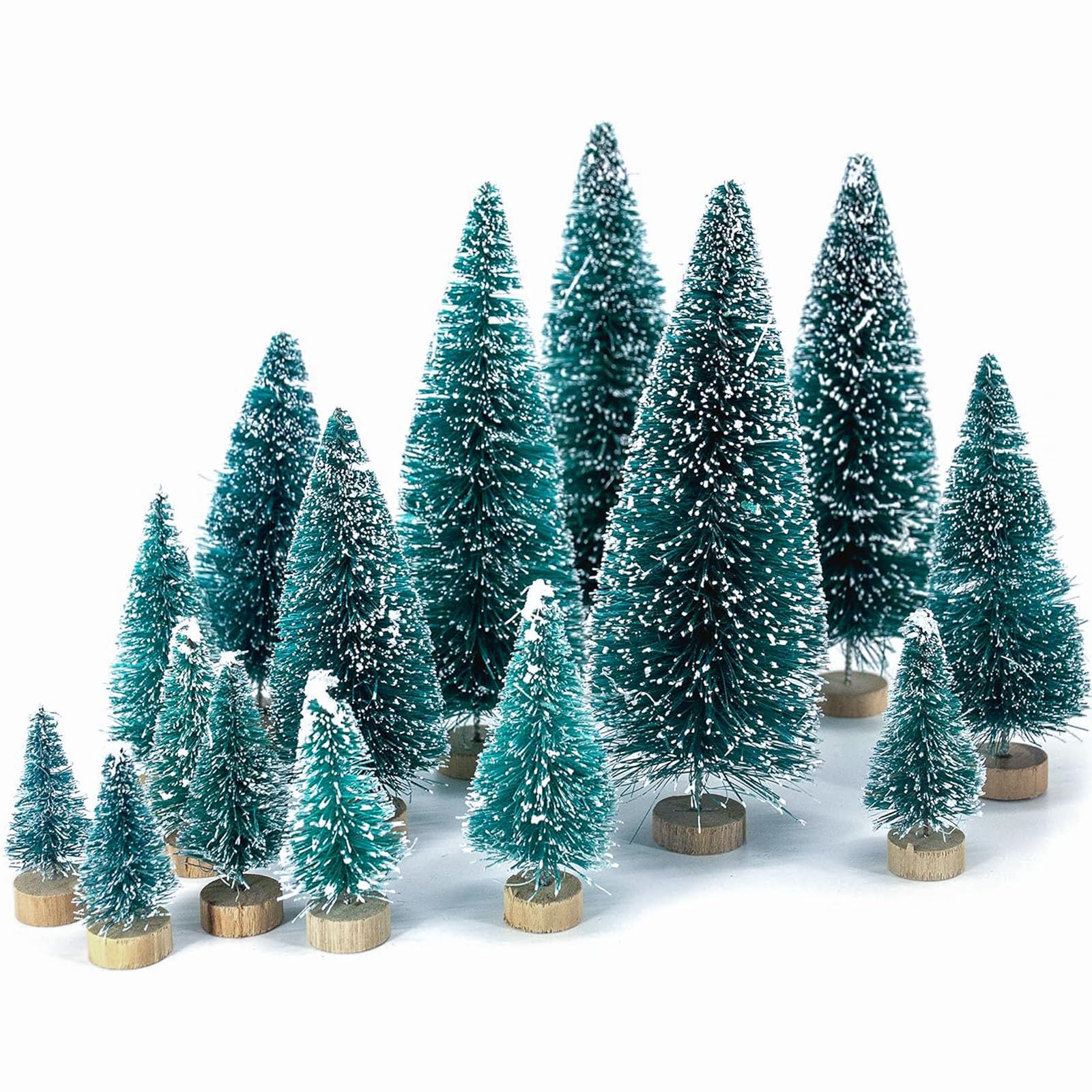 LOVEINUSA 40Pcs Bottle Brush Trees, Mini Christmas Trees in 5 Sizes for Christmas Decorations DIY Table Decor and Dioramas