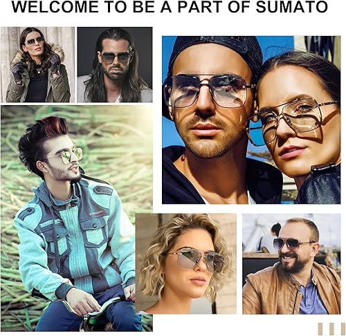 Miniatura 7 de Aviator Sunglasses for Women Men Retro Double Bridge Square Metal Frame Twin Beams Mirrored Shades