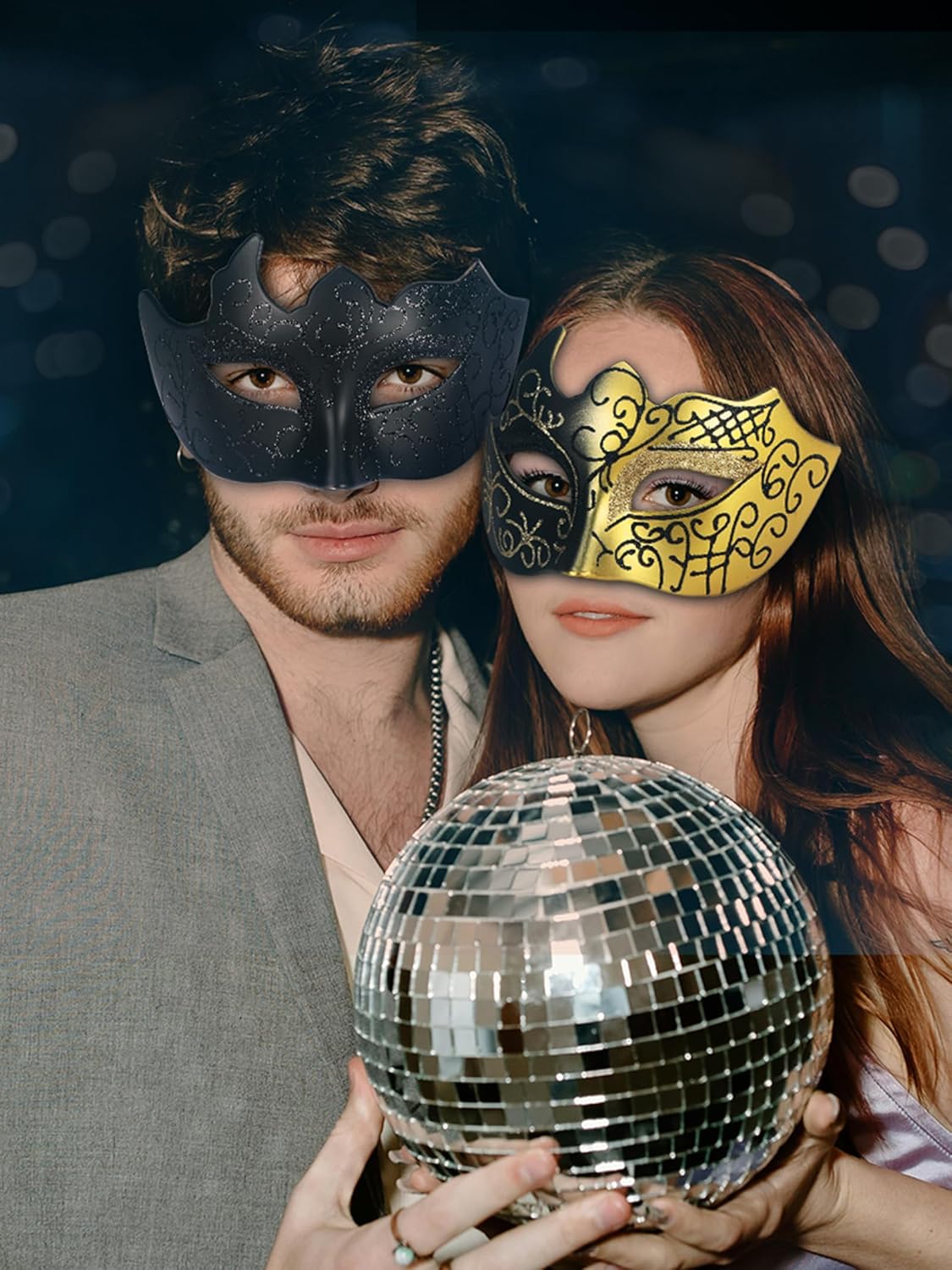 Guayma Men's Masquerade Mask with Black Cowl Hood,Venetian Mardi Gras Costume Masks For Halloween Party Prom Ball - Image 6