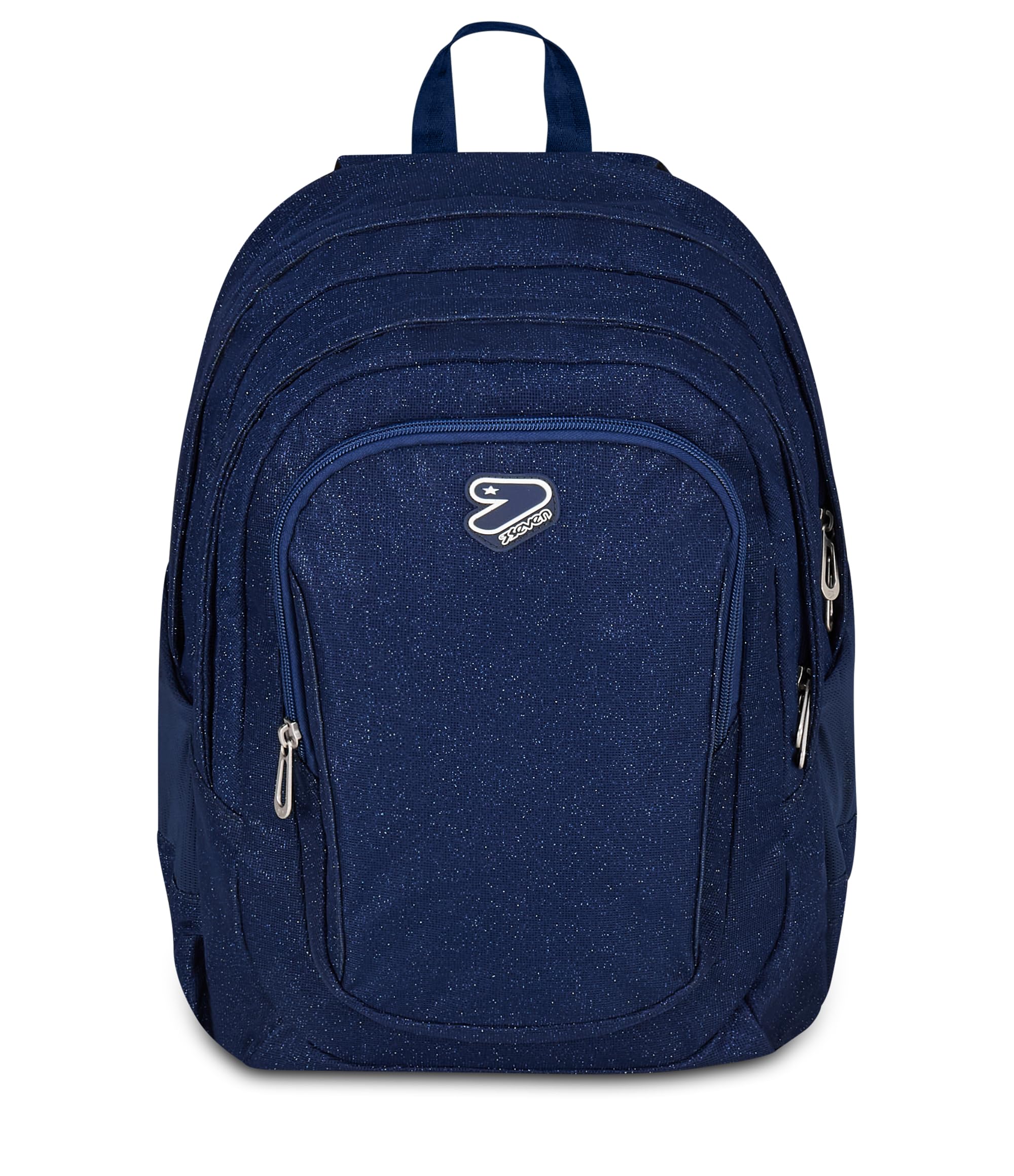Seven Zaino Scuola SHINY TECH, Doppio Scomparto, Blu, Glitter, 30 L, Tasca frontale, Tasca portaborraccia, Scomparto porta pc, Scuola elementare, media e superiore, Bambina, Ragazza