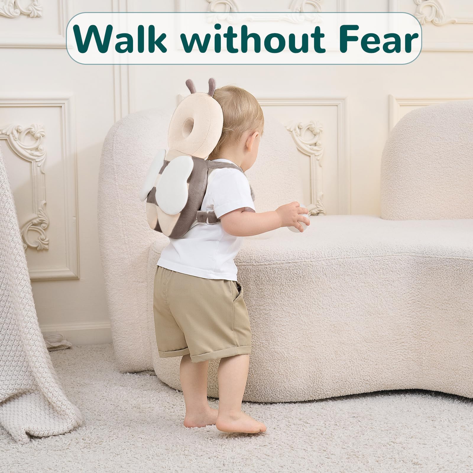 Raelitego Mochila protectora de cabeza de bebé para caer, gatear y caminar, juguetes esenciales para bebés, cascos, regalos para amantes de los bebés, para 0.5-3 años, 6-12 meses