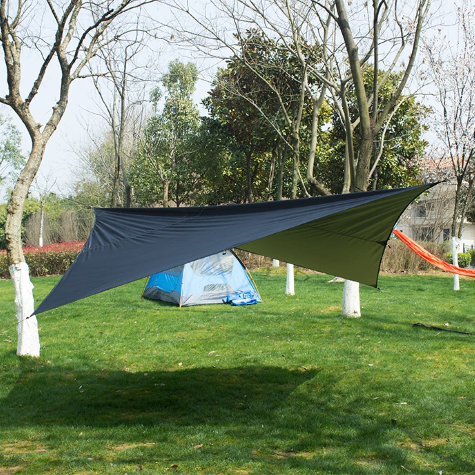 Hammock Rain Fly Tent Tarp Aluminum Poles Lightweight Sun
