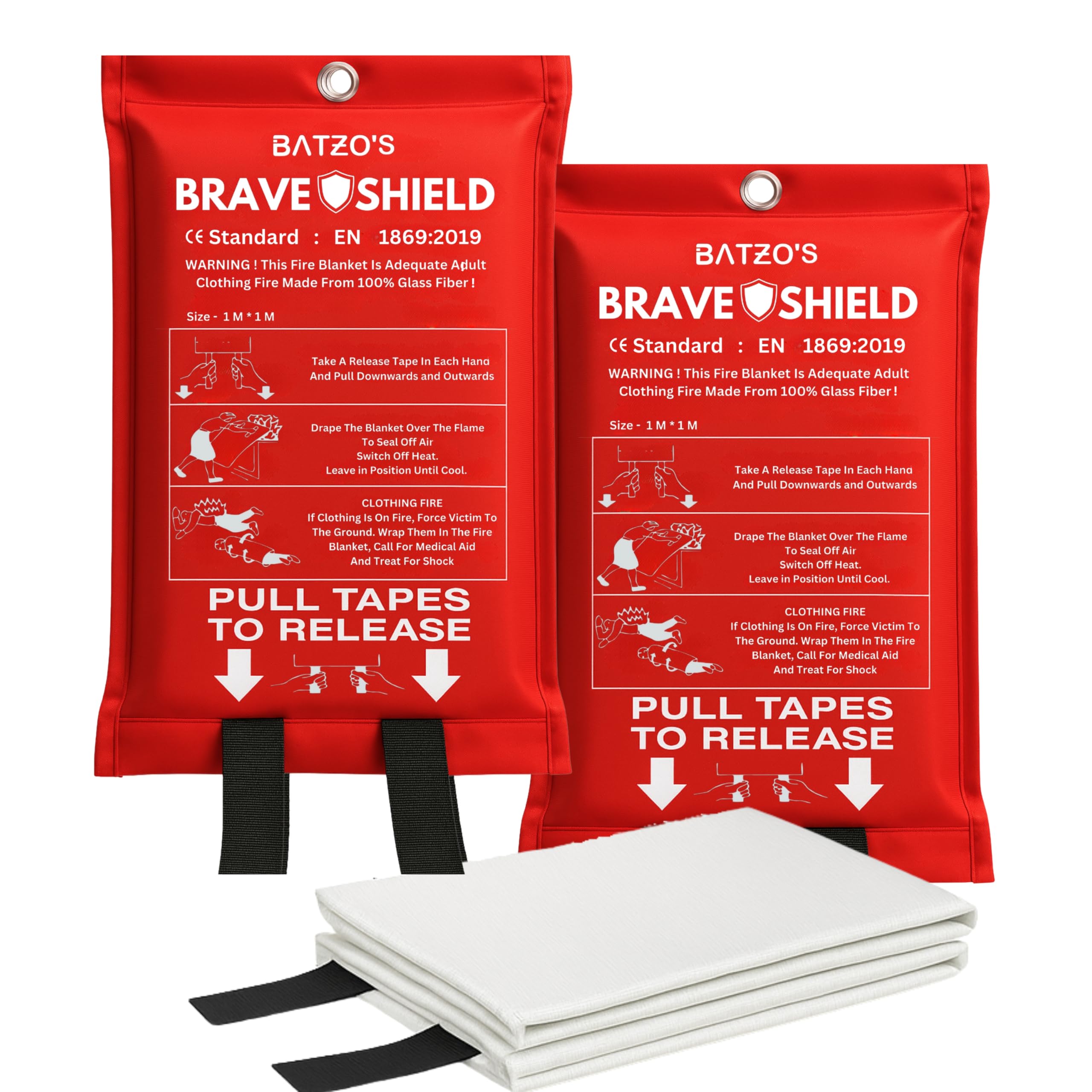 batzo39s braveshield emergency fire blanket 4034x4034 2-pack  premium lab-tested fireproof heat-resistant ce certified for home kitchen car and outdoor safety