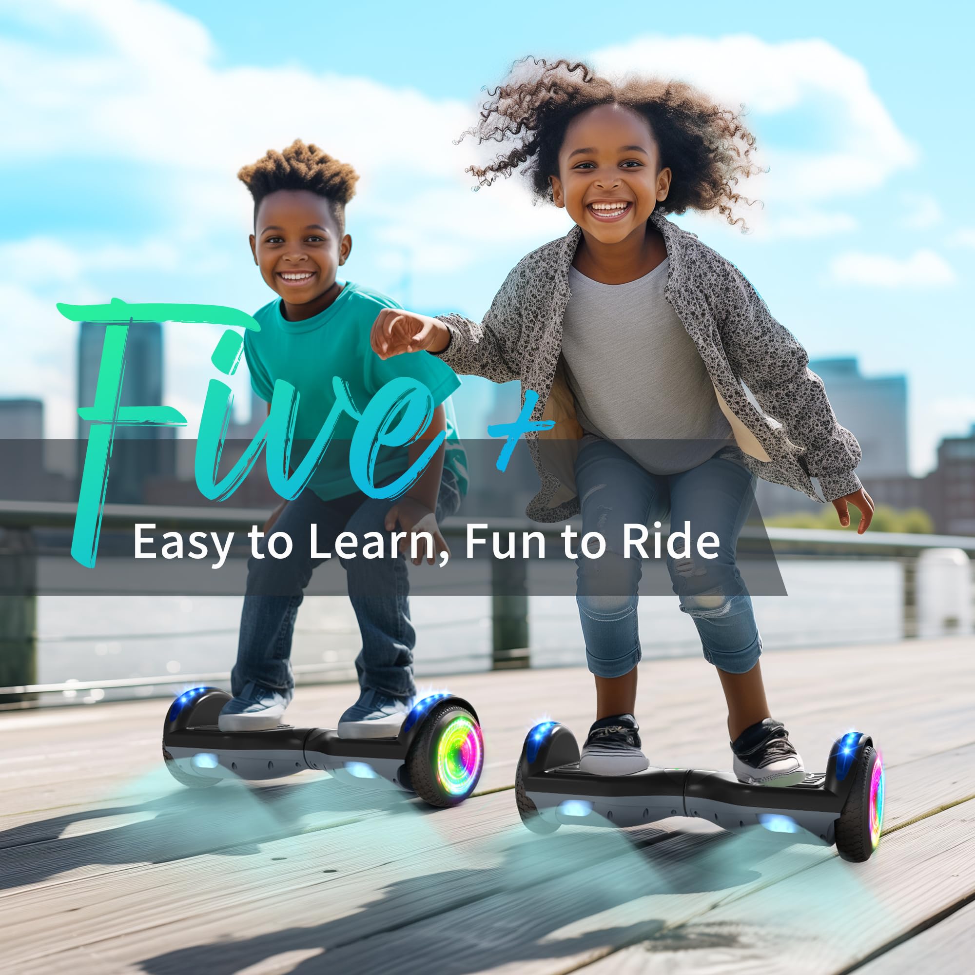 SISIGAD Hoverboards 6,5 Zoll Skateboard Kinder,Hoverboard mit Bluetooth - Led Licht Geschenk für Kinder