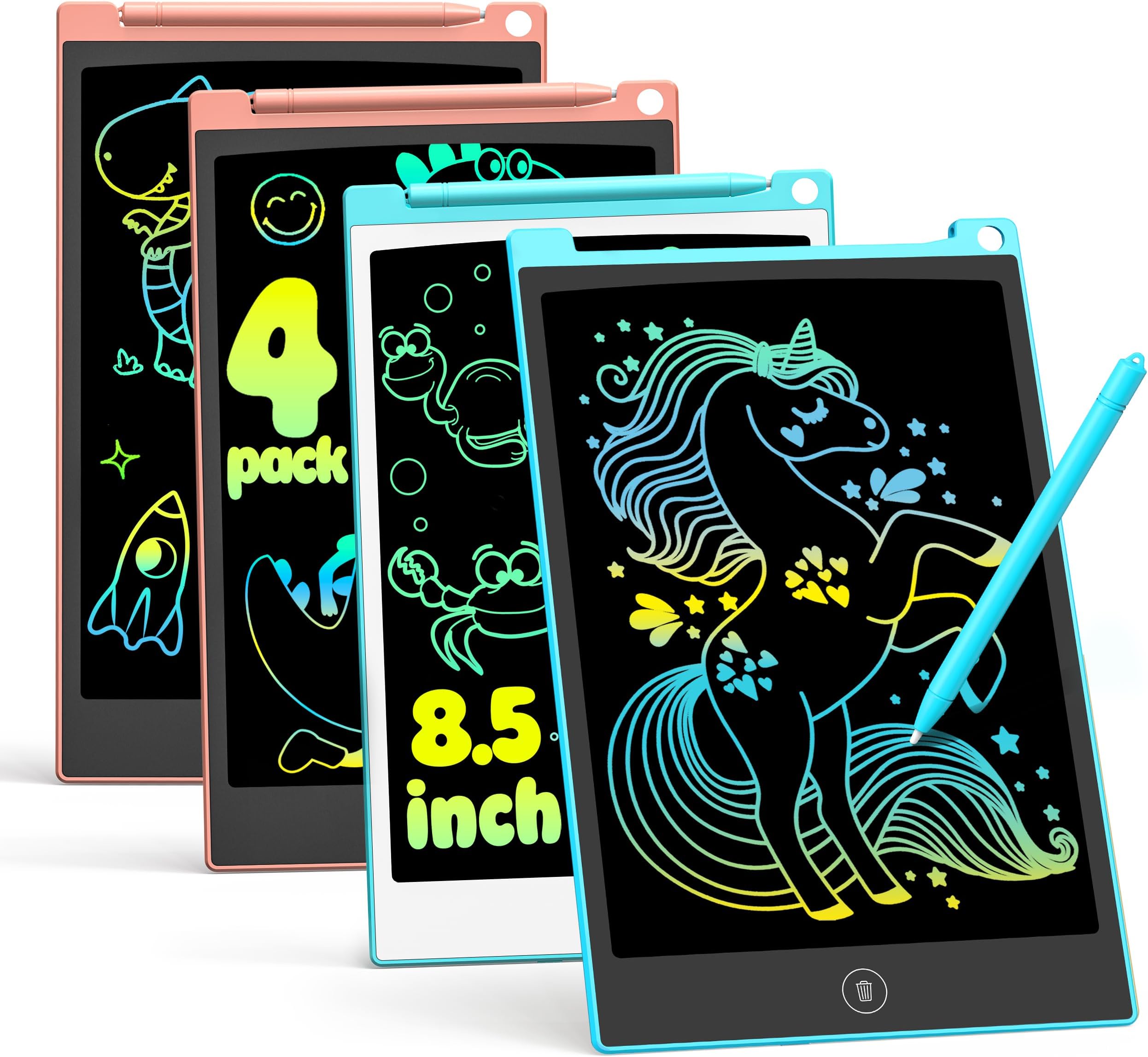 TECJOE LCD Writing Tablet, 8.5 Inch Colorful Drawing Board, Kids Travel Games Activity Learning Toys, Birthday Gifts for 3-8 Year Old Boys Girls Toddlers Preschooler