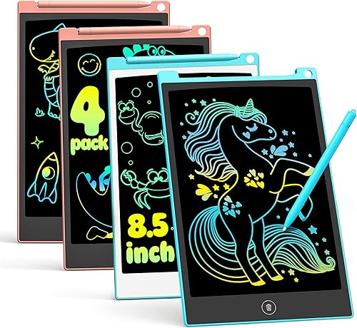 Miniatura 11 de TECJOE - Set de tableta de escritura LCD, tableta de dibujo colorida de 8.5 pulgadas para niños, juguetes de juegos de viaje para niños, actividades
