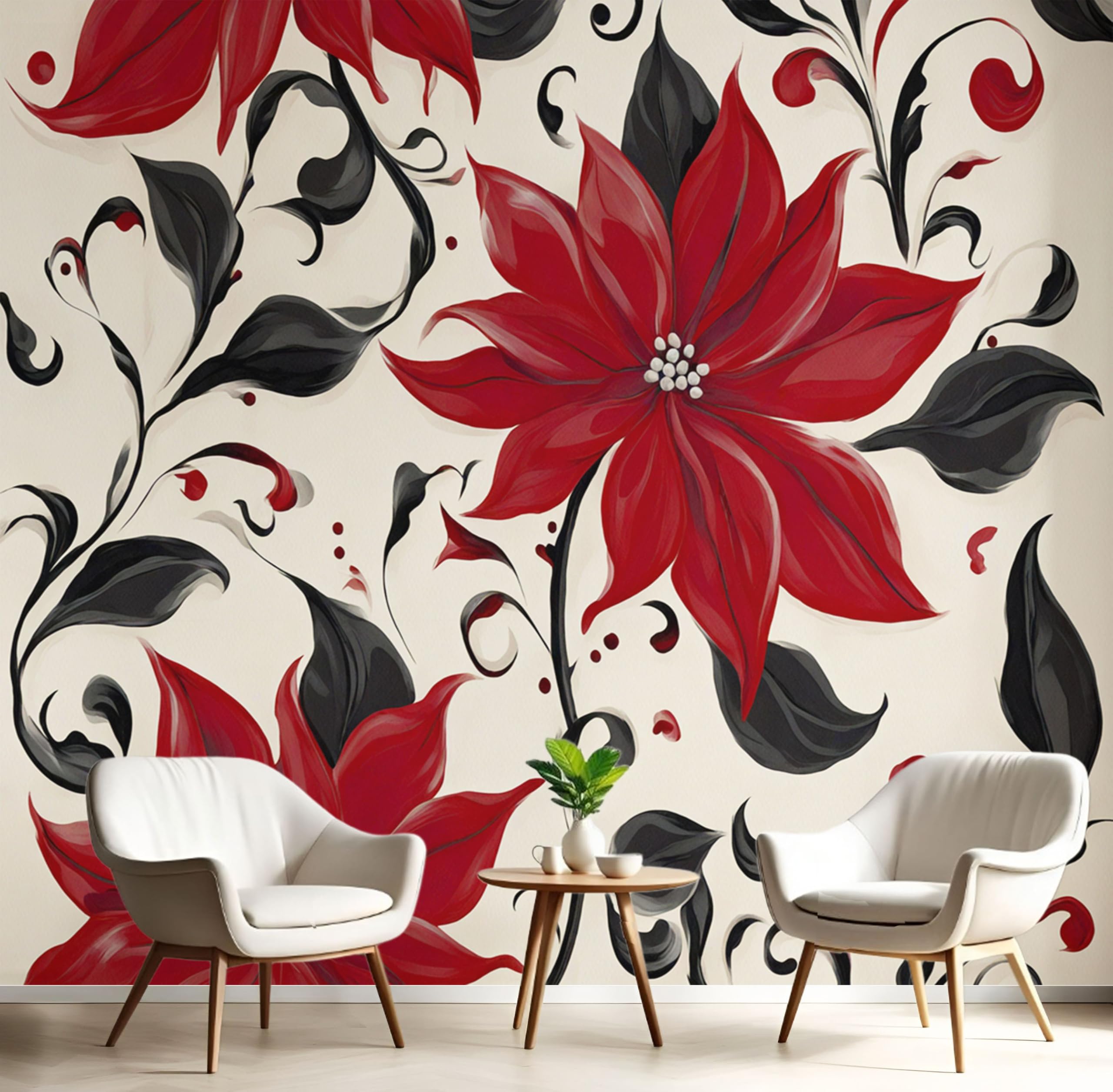 Papier peint panoramique pour salon et chambre ambiance plantes gothiques