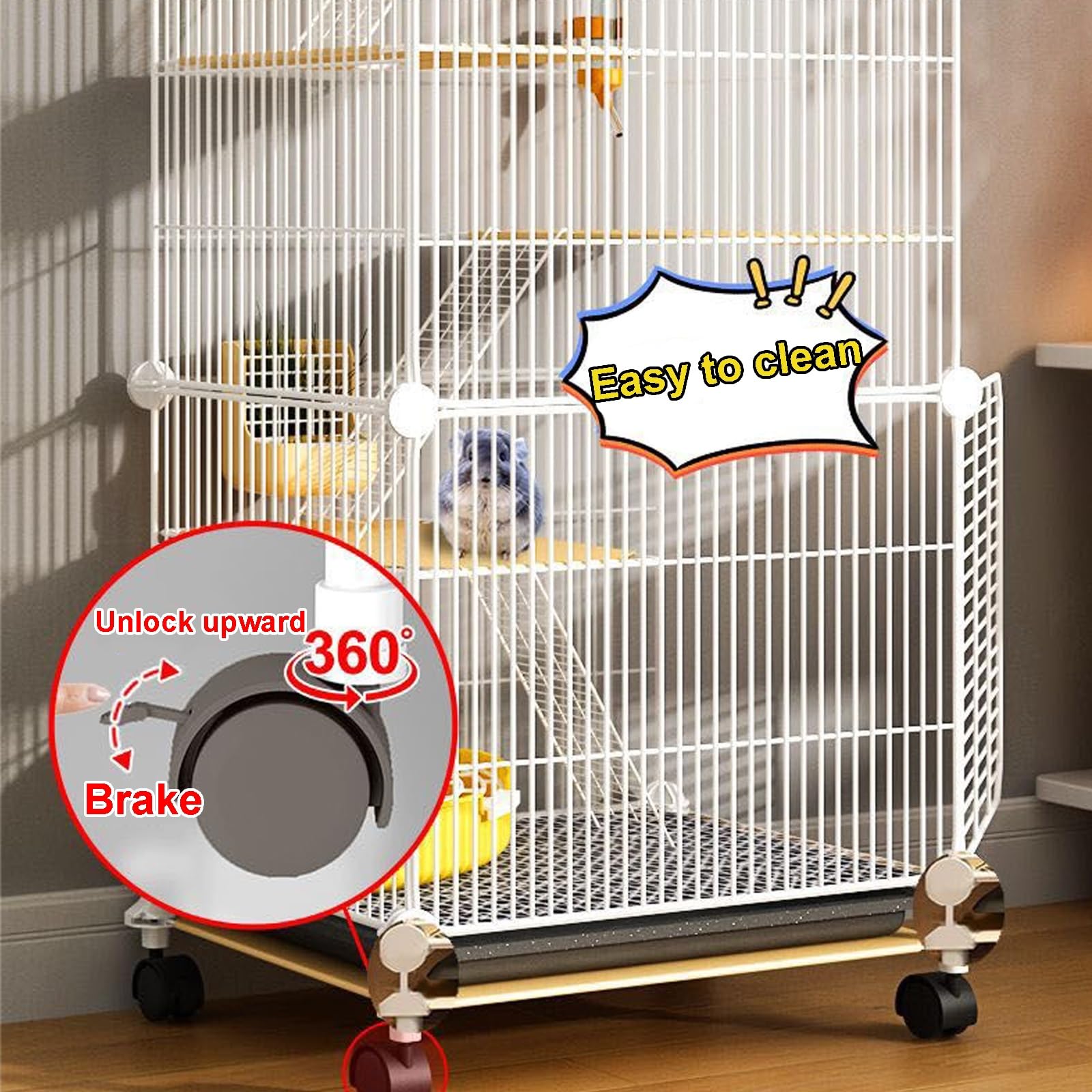 Jaula de metal extragrande con ruedas para ratas, hurones, chinchillas, cobayas y hámsters grandes, hábitat espacioso y duradero para animales pequeños