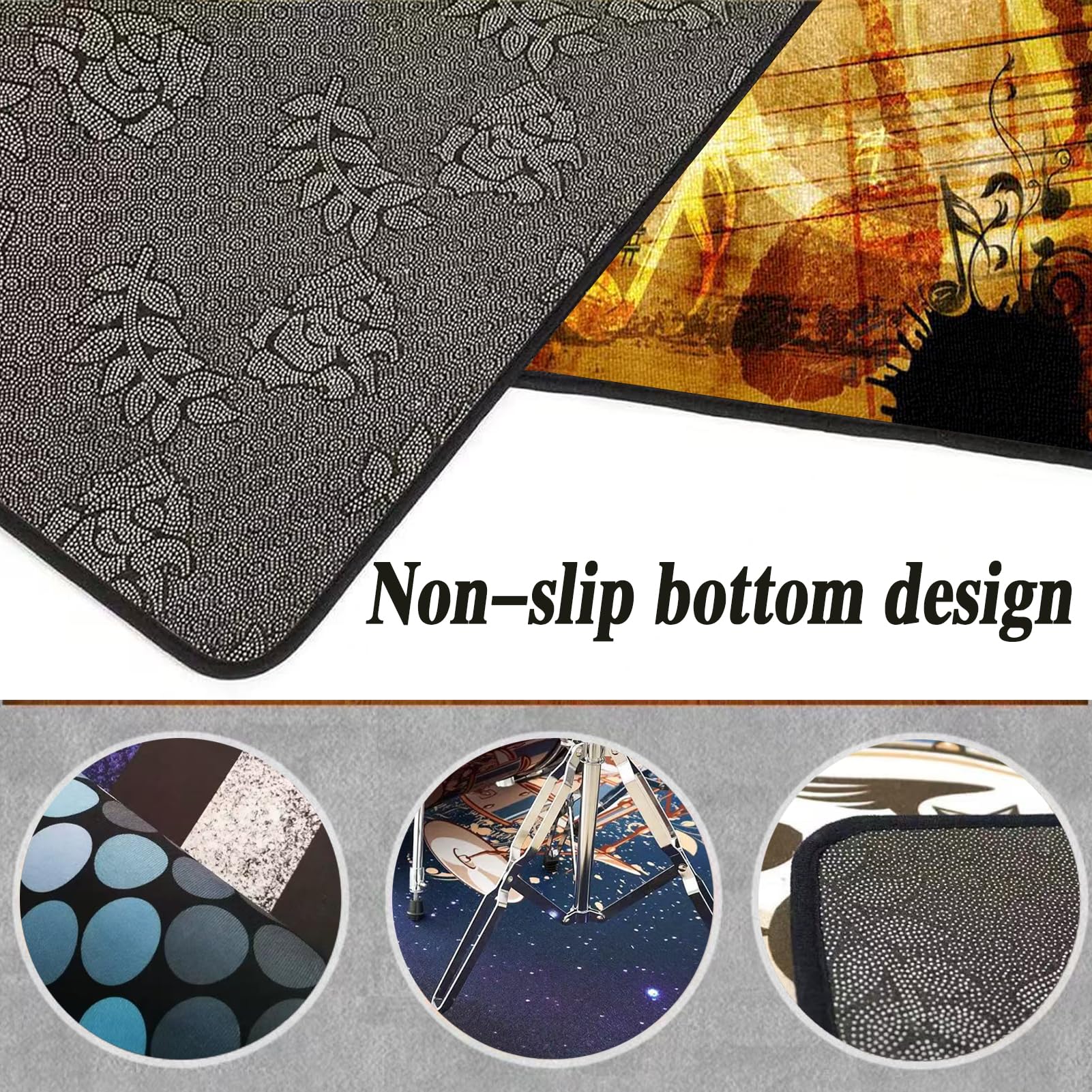 Schlagzeug Teppich E Drum mit Schallschutz, Drum Rug rutschfeste Schlagzeugteppich Trommelmatte Schallschutz Teppiche Antivibrationsmatte für Studio,Wohnung Musikinstrumente Bodenmatte 180 x 160 cm