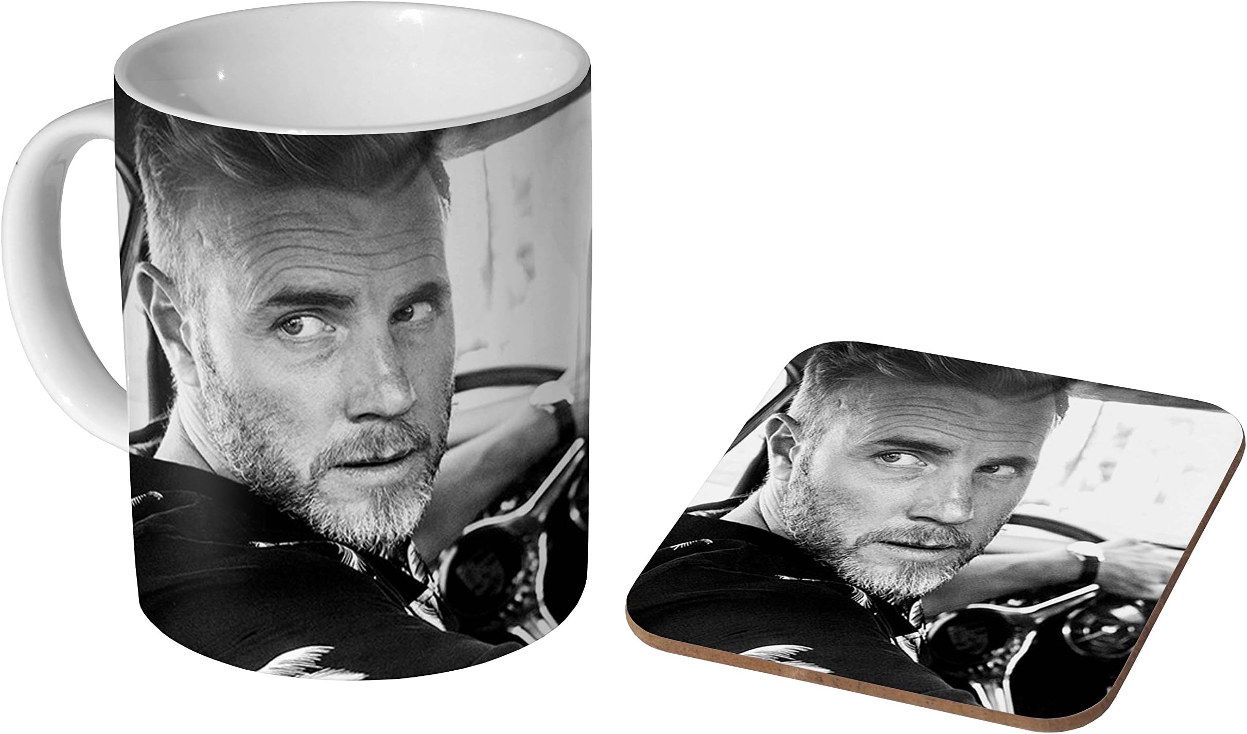 Gary Barlow BW Ceramic Coffee Mug + Coaster Gift Set …
