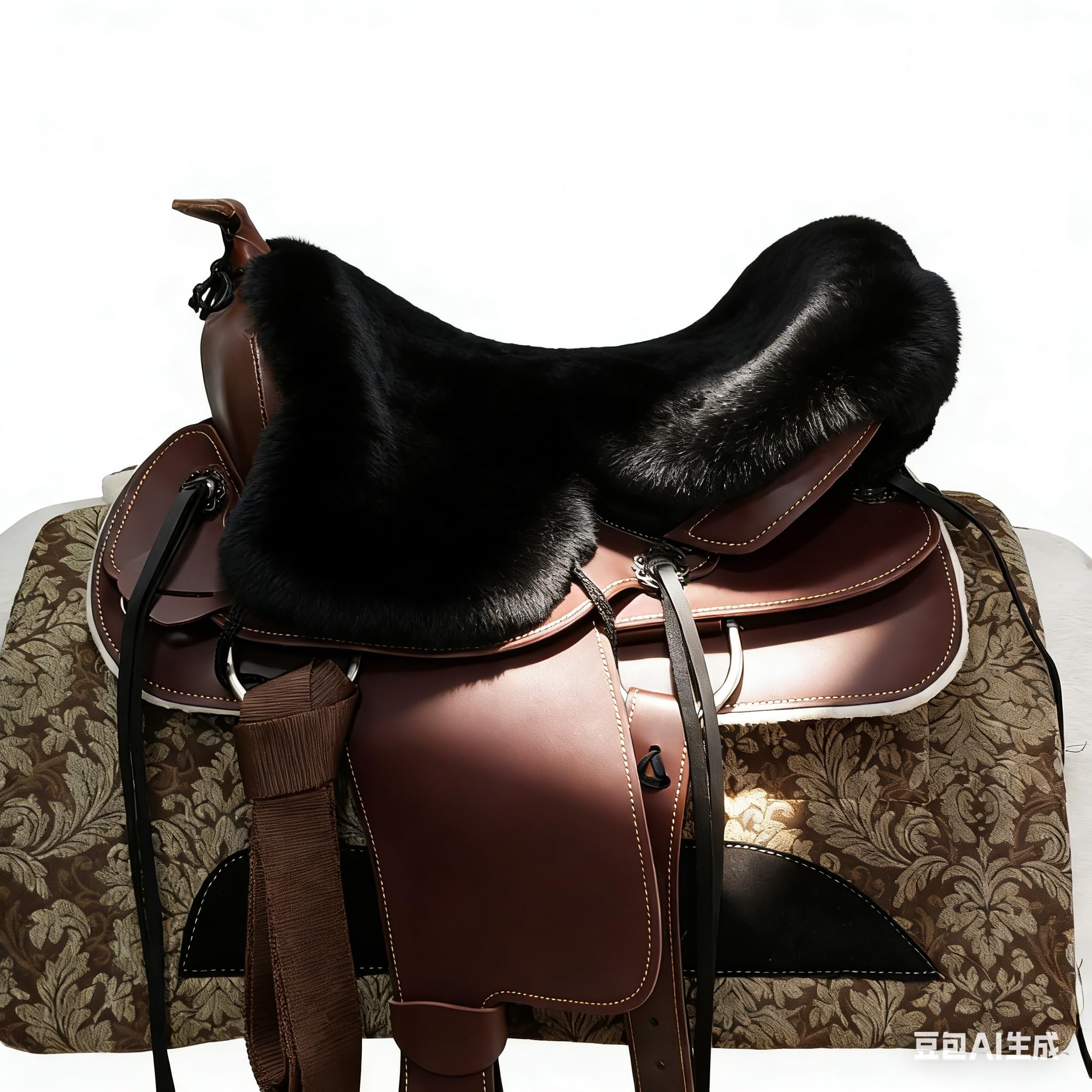 ZSWINATW Sheepskin Saddle Seat Cover，Genuine Sheepskin Western Saddle Pad