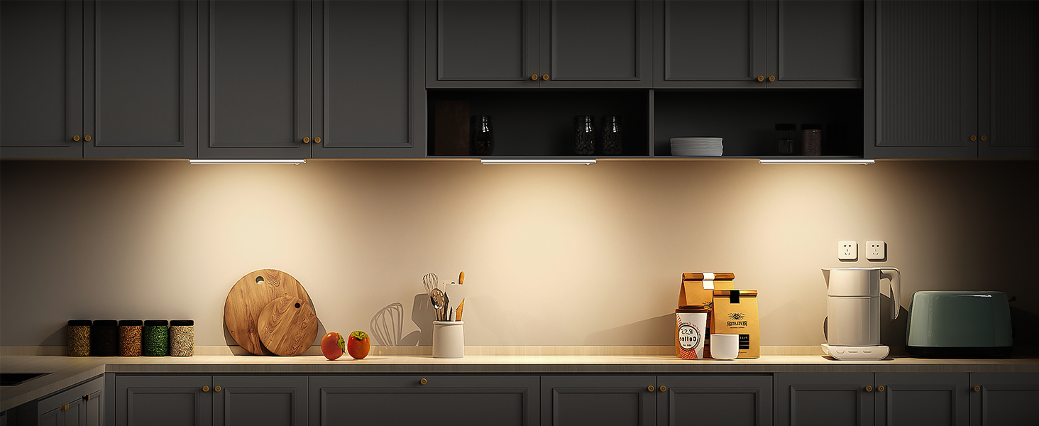 Luci LED Sottopensile 5 Pezzi - 40cm, 3 Temperature Colore, Dimmerabile, Sensore Notturno, Ricaricabile USB, Per Cucina E Armadi