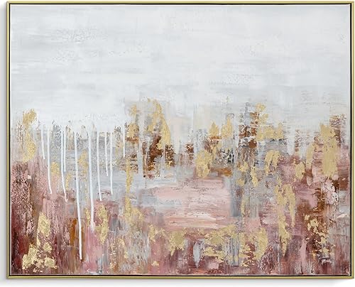 Lienzo enmarcado para pared, pintura abstracta de oro rosa, decoración moderna del hogar, arte moderno, decorativo, contemporáneo para sala de