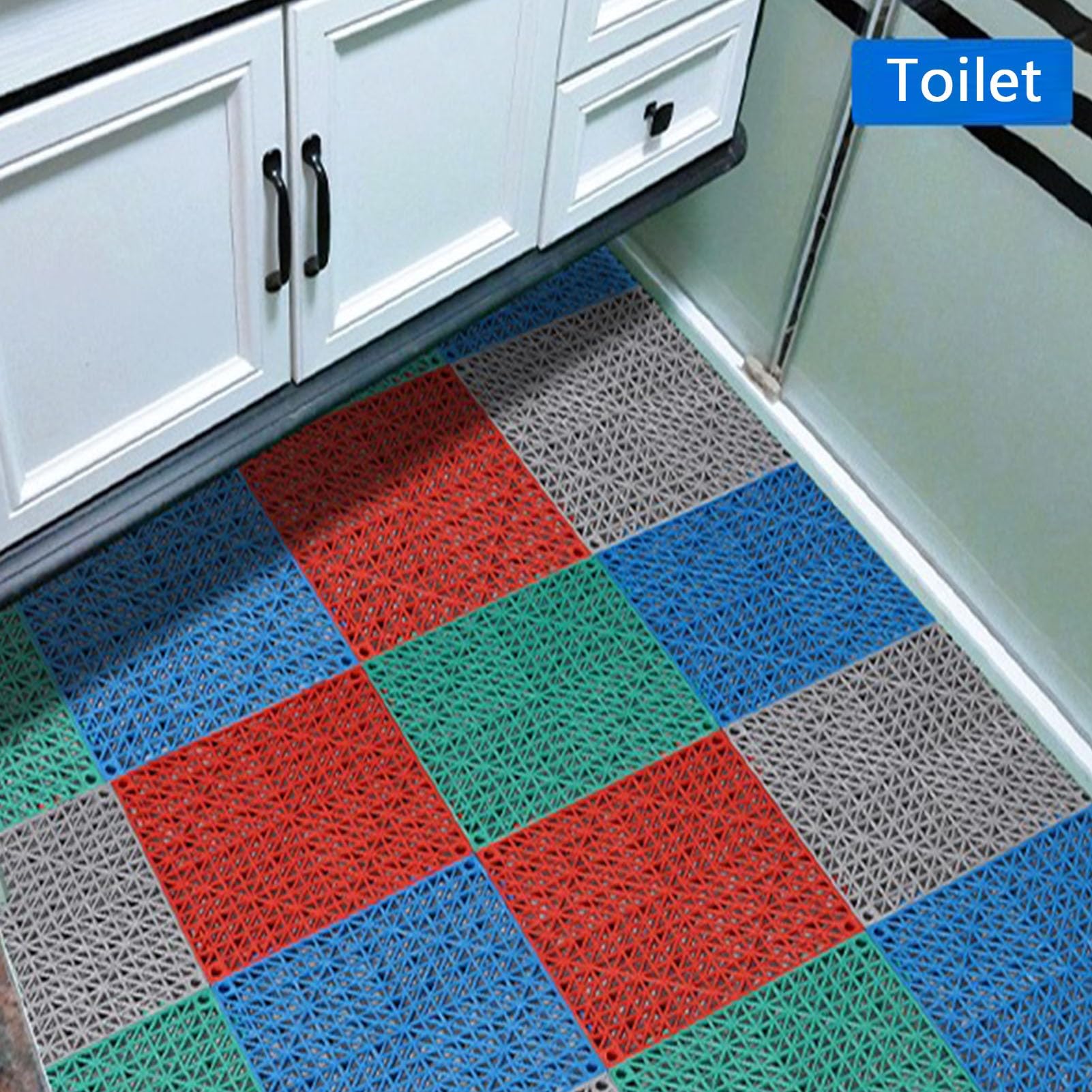 Bodenschutzmatte Fitness Mehrere Farbkombinationen Grounding Mat Kunststoff Drainage Bodenfliesen Duschraum, Saunaraum(60pieces)