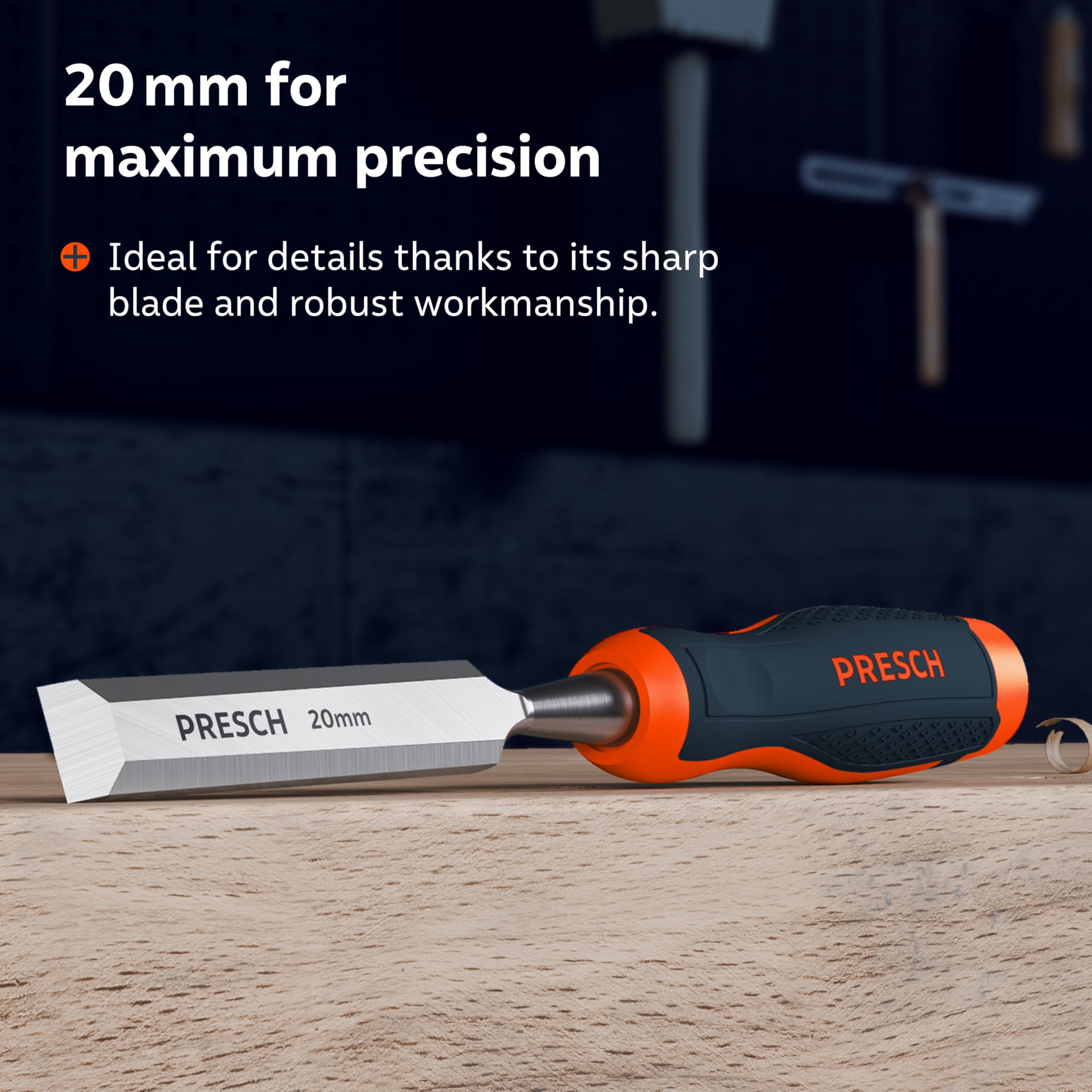 Presch Wood Chisel 20mm, Perfectly Polished for immediate use, for Professionals with 25° Angle - Image 3