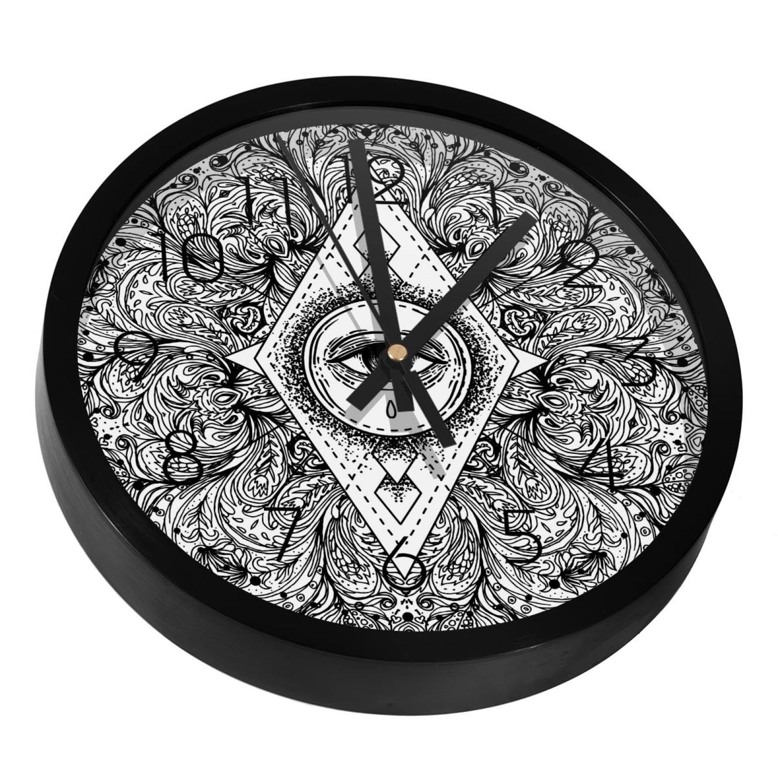 Horloge murale silencieuse mandala rond pour salon et chambre