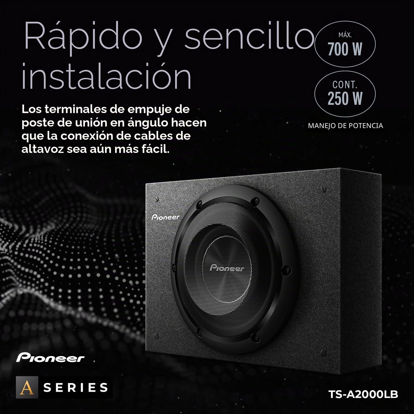 PIONEER TS-A2000LB - Subwoofer de componentes Poco Profundos Serie A de 20 cm / 8 Pulgadas Incluido, 700 W MÁX. 250W Nom