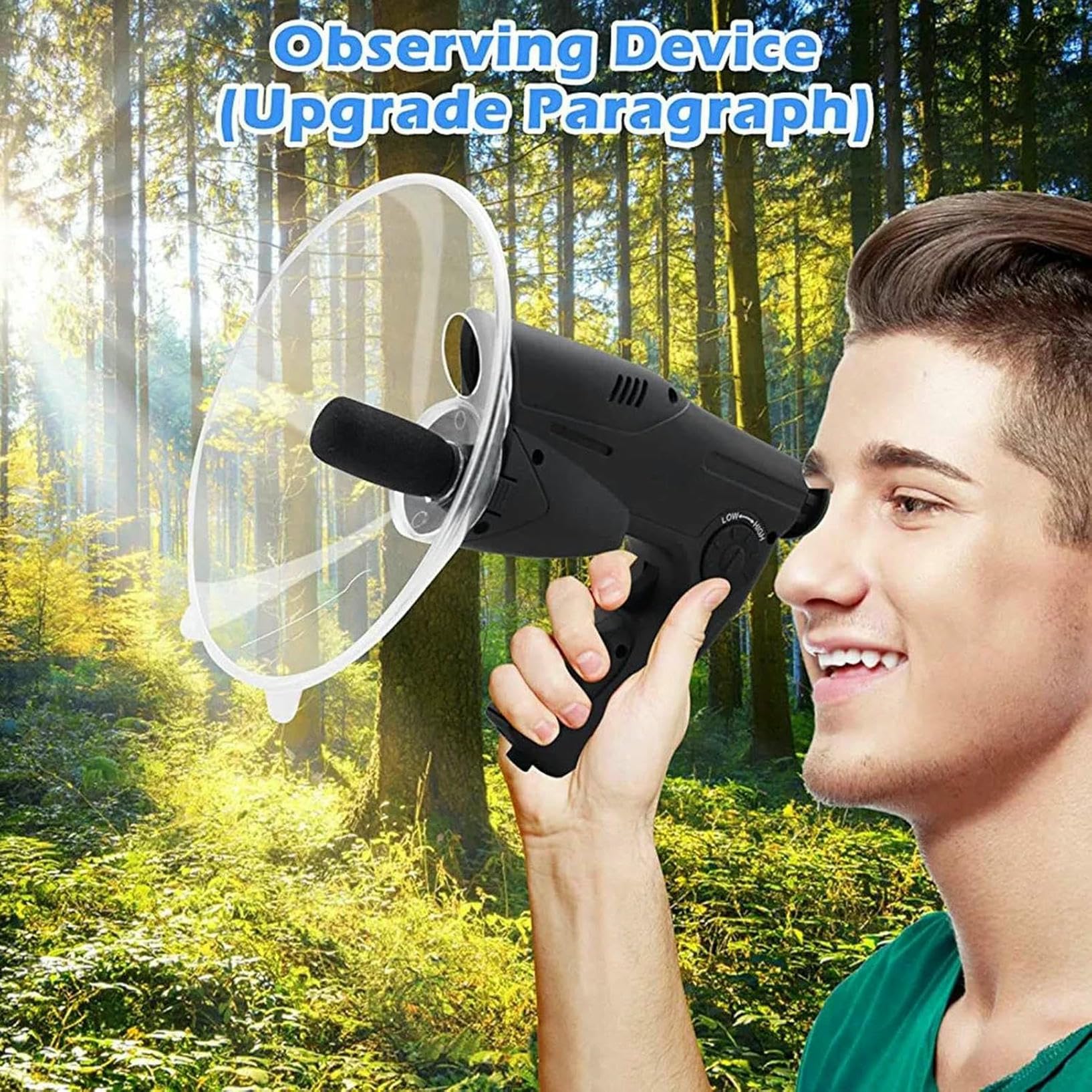 Appareil D'écoute Microphone Parabolique Amplificateur De Son D'enregistrement Monoculaire Appareil D'écoute Bionique d'oreille D'espion (Carte TF D'écouteur Incluse)