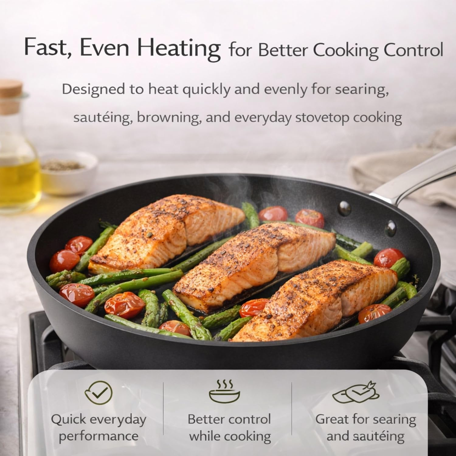 Alva Maestro Ceramic Nonstick Frying Pan, 9.5-Inch, PFAS-Free Healthy Cooking, Induction Safe, Recycled Aluminum, 10-Year Warranty
