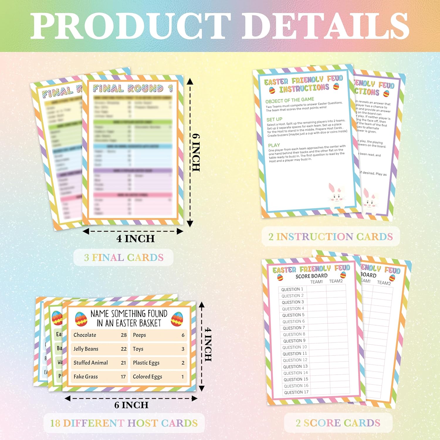 Easter Games for Adults, Easter Friendly Feud Game, Easter Games for Large Groups Family Party, Easter Party Games, Easter Trivia Game - B002