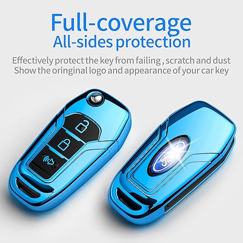 Miniatura 3 de Tukellen Funda para llavero Ford de TPU suave, protección completa, compatible con Ford F150 F250 F350 F450 F550 Explorer Ranger Escape Key Shell