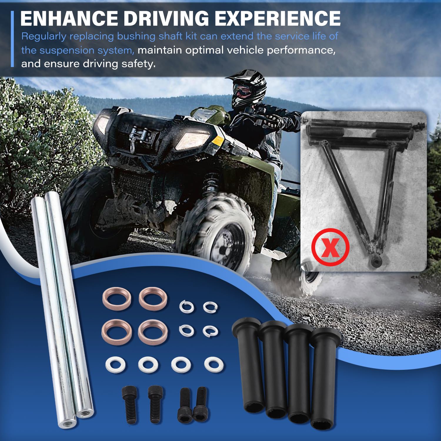 Kit di boccole per braccio ad A inferiore anteriore, compatibile con Polaris Sportsman 400 500 570 600 700 800, Trail Blazer 250 330 400 Trail Boss Xplorer Scrambler Magnum 325 330 425