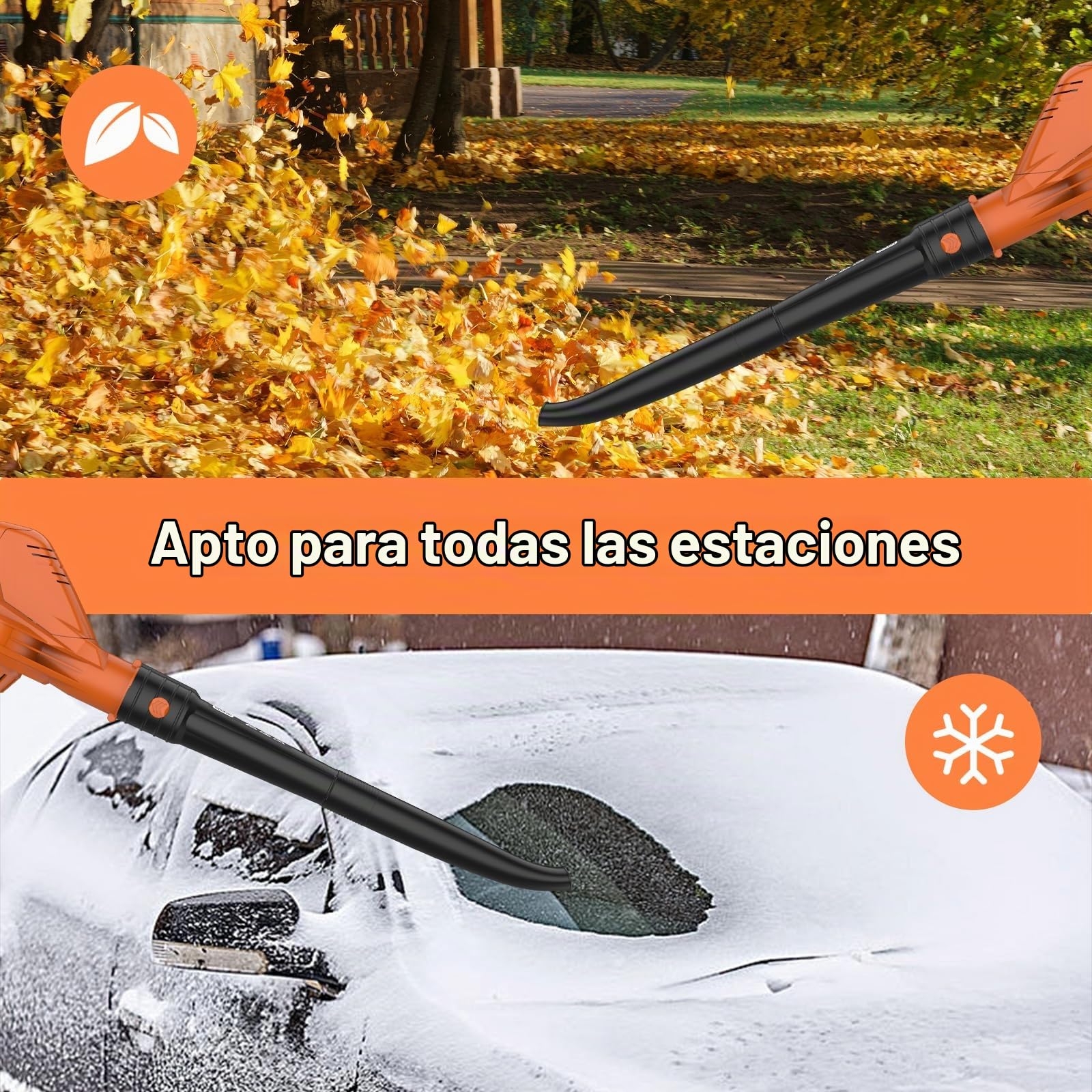 Soplador de Hojas,21V soplador de Hojas electrico de 2 con Batería y Cargador,Motor sin escobillas 5 velocidades,Velocidad de 240 km/h,Soplador de Hojas para el Cuidado del Césped (2 Batería)
