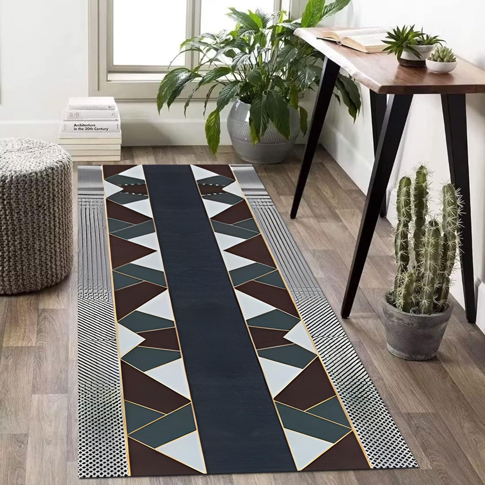 QQrunner Tappeto Passatoia Cucina Antiscivolo 120x450cm Astratto Grigio - Foto 2