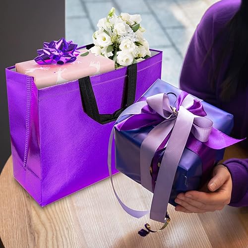 Miniatura 4 de BLEWINDZ 18 Bolsas de Regalo Grandes con Papel de Seda para Regalos - 13'' Bolsas de Regalo Reutilizables No Tejidas con Brillo Metálico - Bolsa de