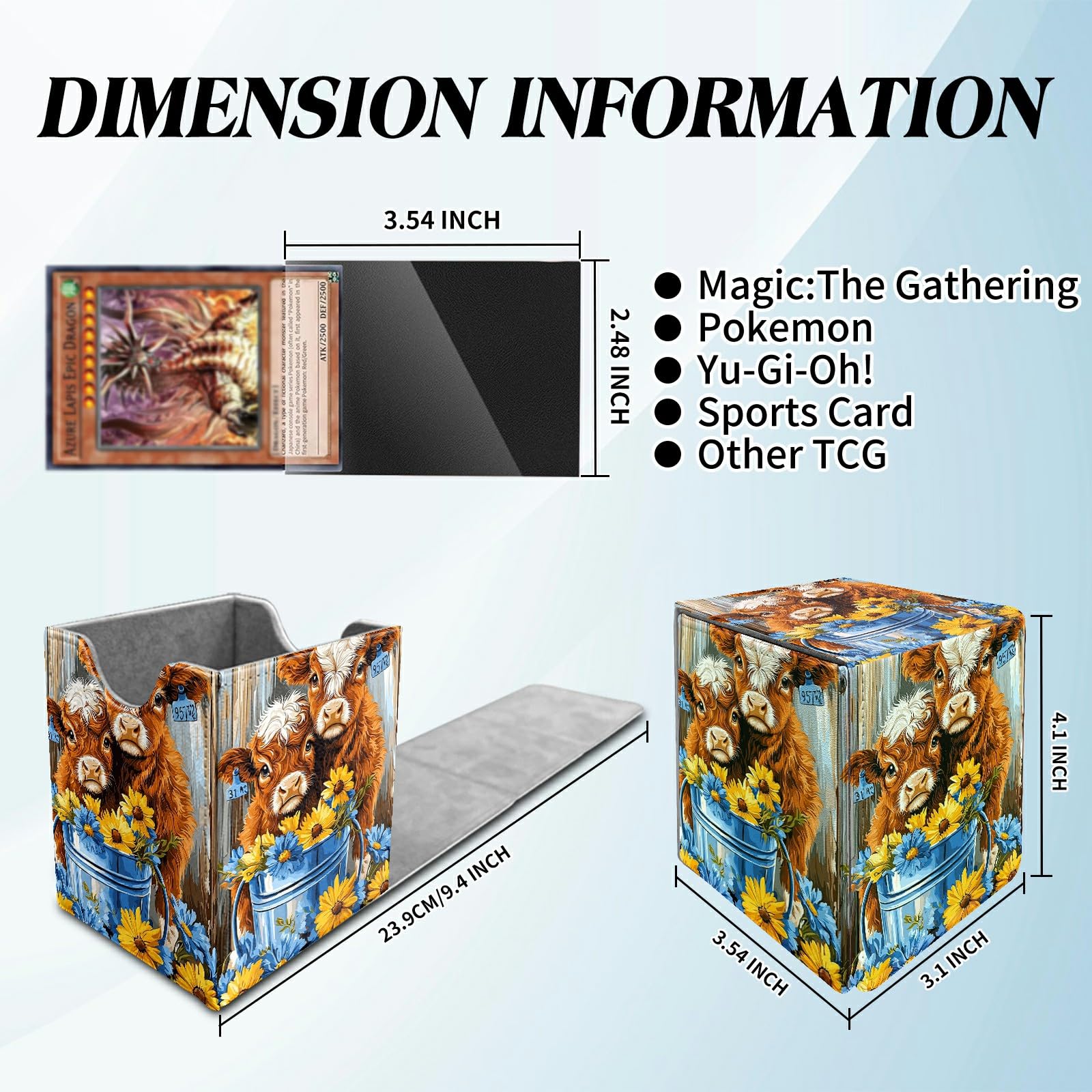 Amazon.com: BFDHGQZC Cute Baby Highland Cows Card Commander Deck Box for  Trading Cards Storage Box with Strong Magnet Magic Premium Gathering Deck  Box Cover for TCG CCG Magic Card : Toys &