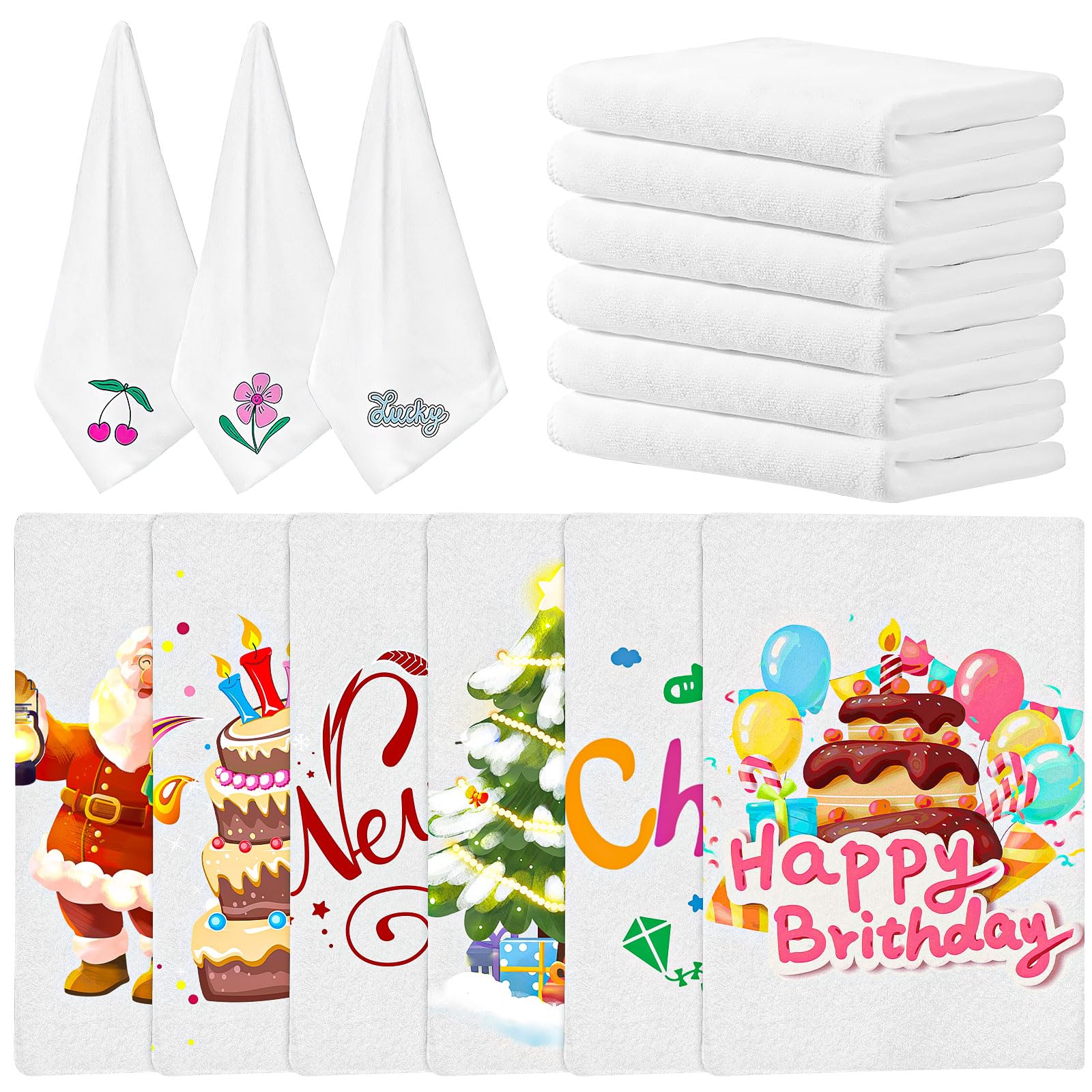 OJMHD 20 Pcs Sublimation Blank Tea Towels, 30 x 30 cm White Kitchen Towel