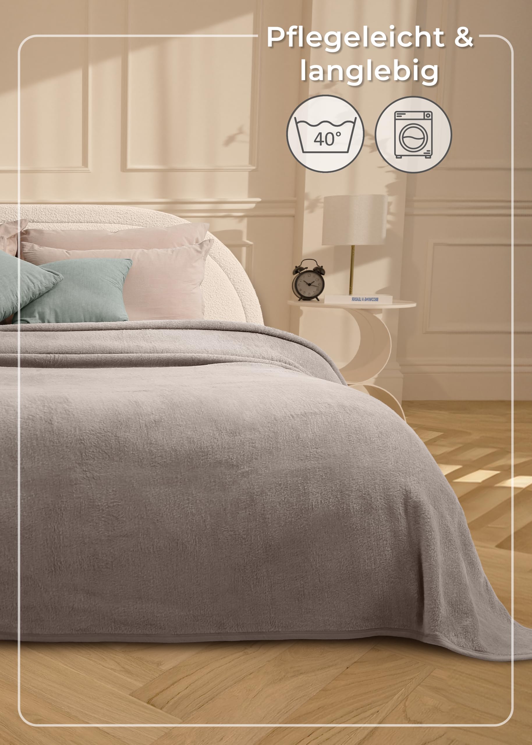 LAYNENBURG Premium Baumwolldecke 150x200 cm - Oeko-TEX 100 - Baumwollmix Kuscheldecke - Decke als Wohndecke, Sofa-Decke & Couchdecke - Wolldecke kuschelig-warm aus Baumwolle (Taupe)