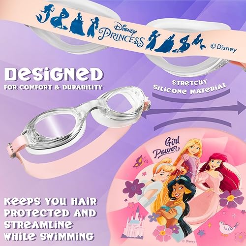 Miniatura 4 de Disney Juego de gafas de natación y gorro de natación para niños con protección UV antivaho