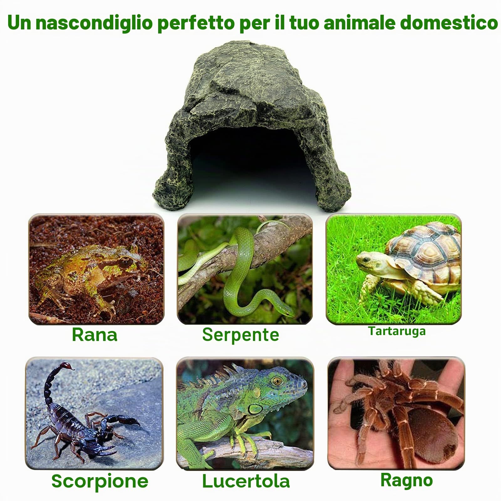Besimple - Grotta nascondiglio, Decorazione per Acquario o per Habitat di rettili, per gamberetti, Tartarughe, Anfibi o Piccole lucertole
