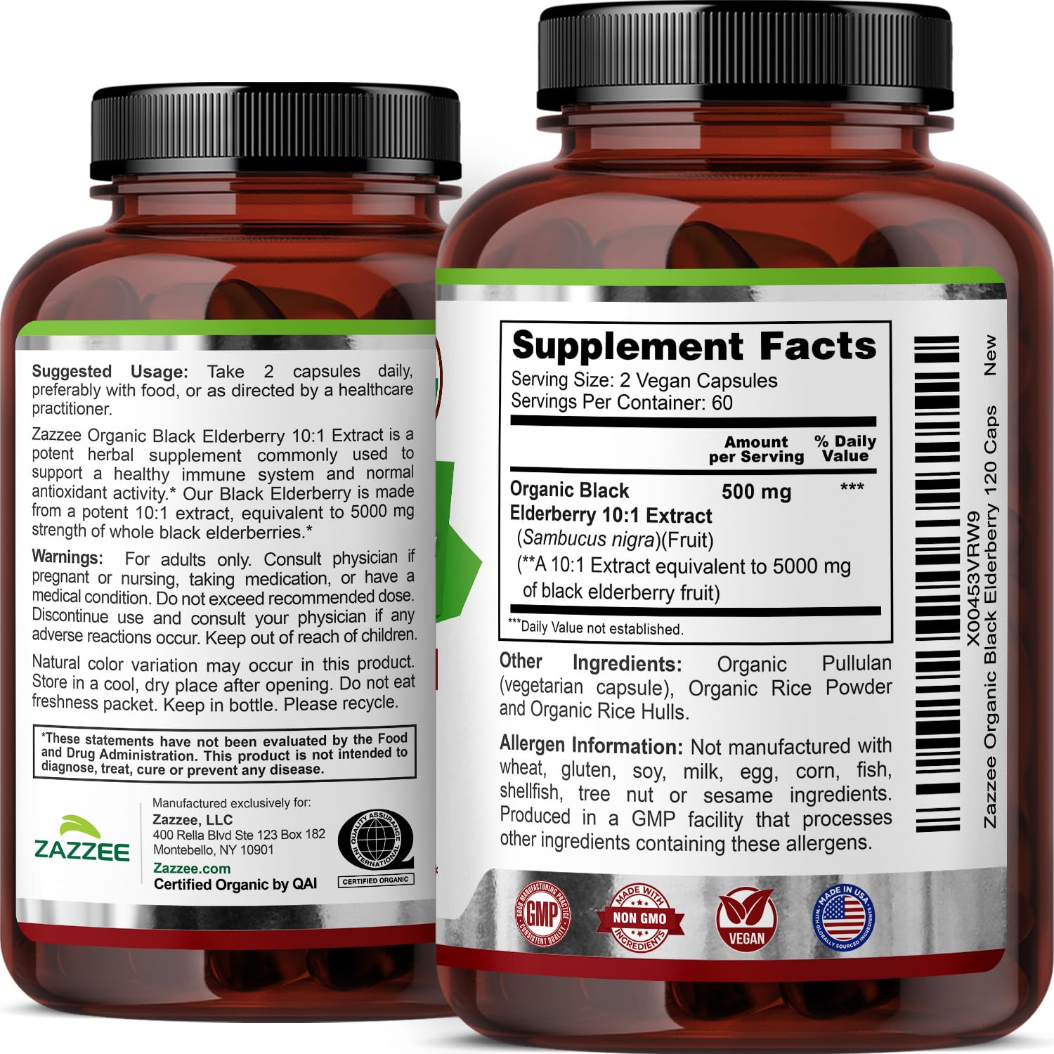 Zazzee USDA Organic Black Elderberry 10:1 Extract, 120 Vegan Capsules — Amazon image 8