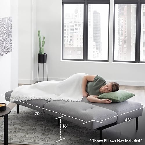 Miniatura 4 de Edenbrook Gilman Futon - Sofá cama futón - Futón - Futón pequeño - Muebles de sala de estar - Sofá cama sin brazos - Sofá - Futón de lino gris