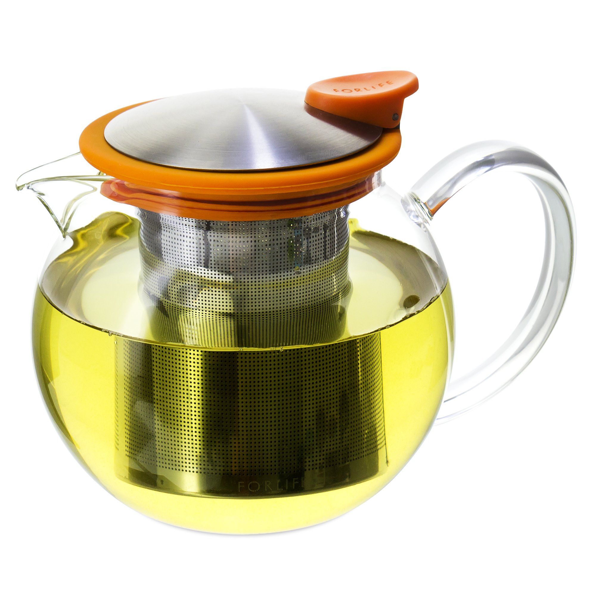 Théière en verre FORLIFE infuseur panier 708 ml noir graphite orange pour thé en vrac