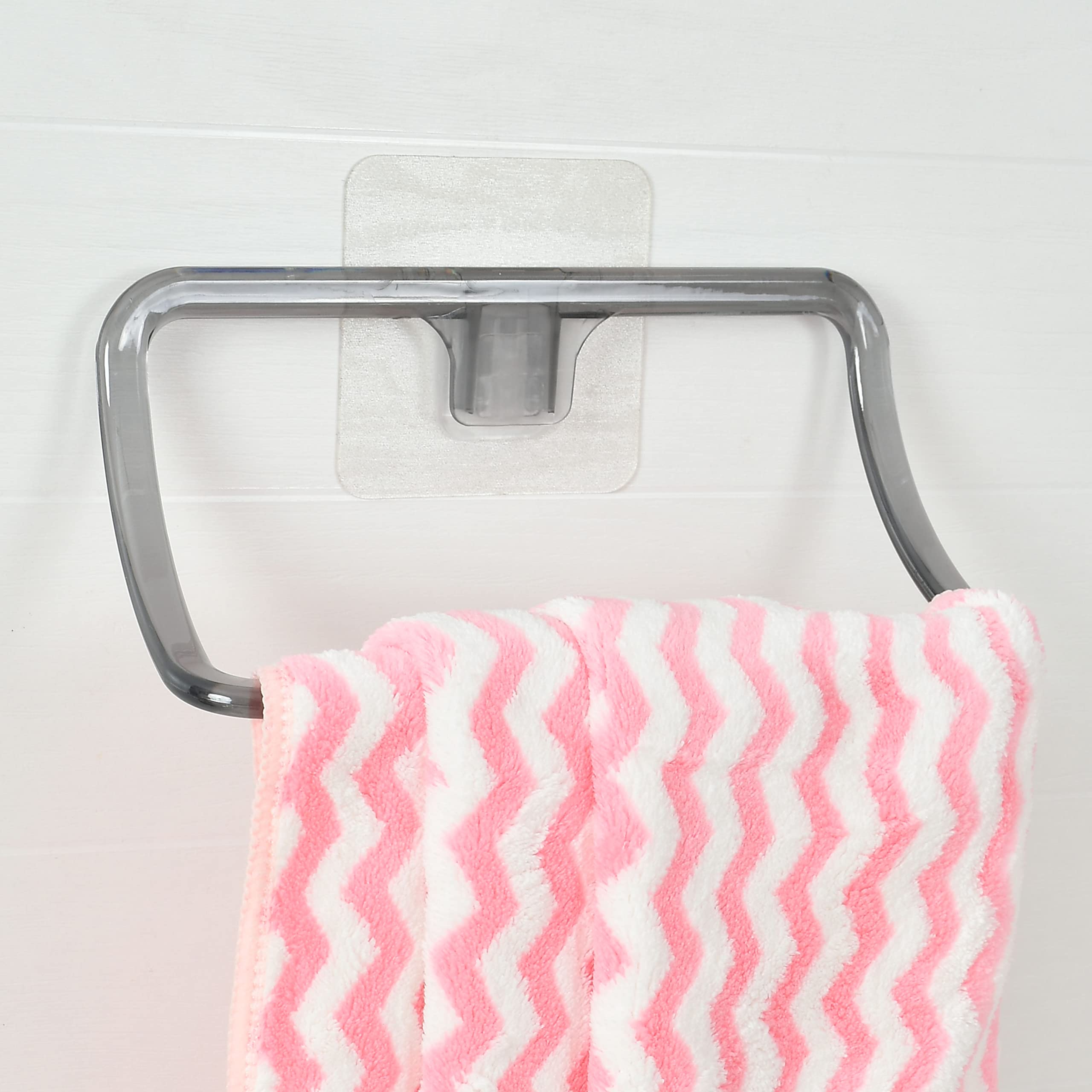 UrbanLeaf Strong Sticker Self Adhesive Wall Mounted Hand Towel Holder/Hanger (Grey)