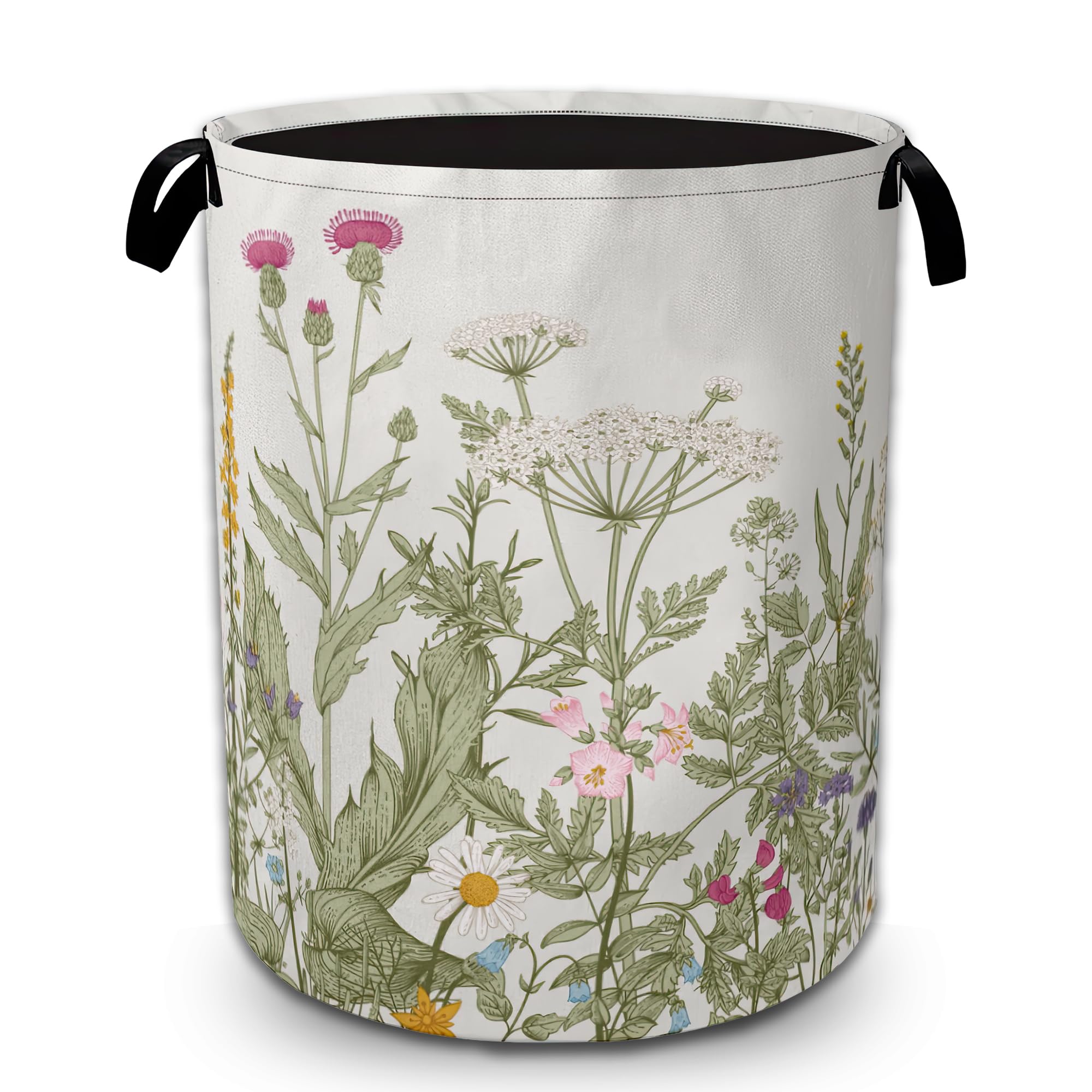 Bilangce Vintage Floral Botanical Laundry Basket Laundry Hamper For Bedroom Bathroom Storage Bin Collapsible Waterproof Kids Toy Clothes Organizer Baskets