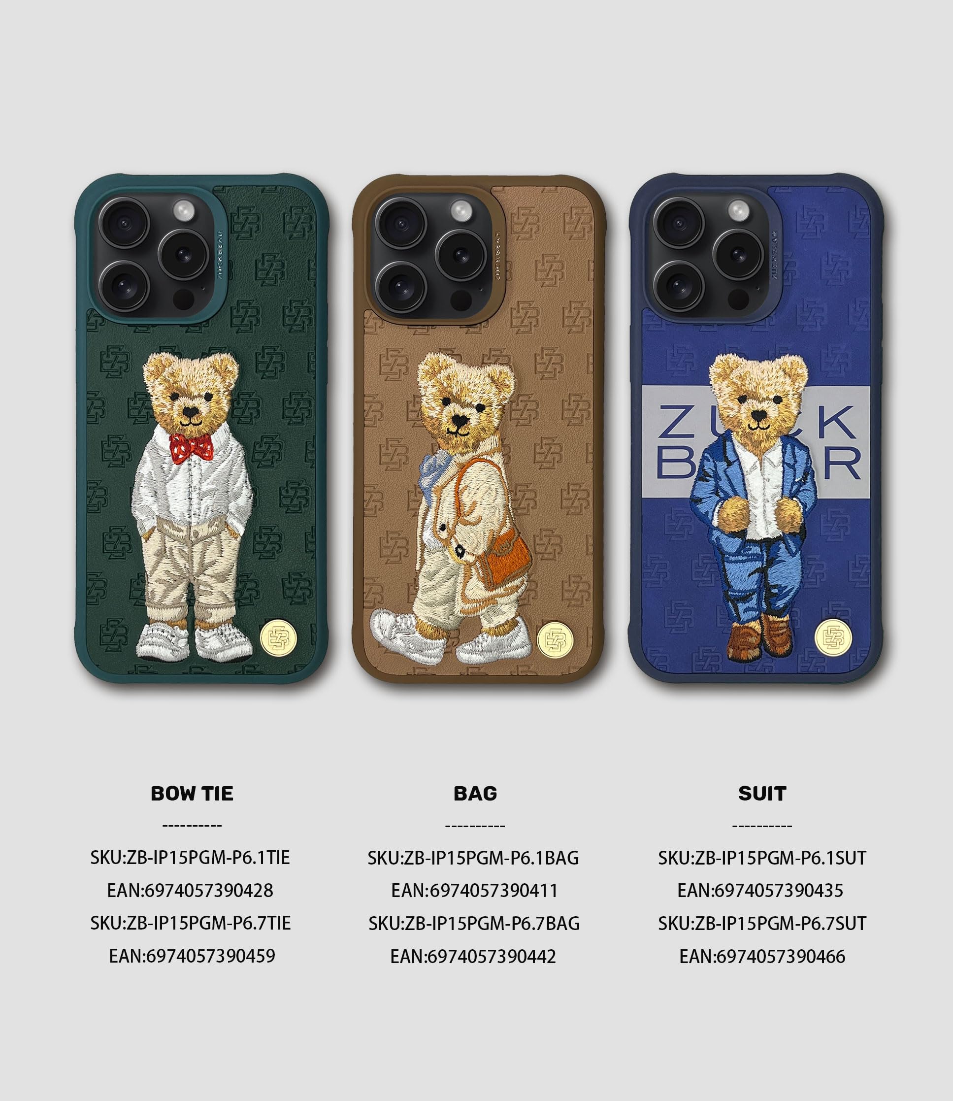 Zuck Bear Wzór haftu Paris Gentleman Collection do iPhone'a