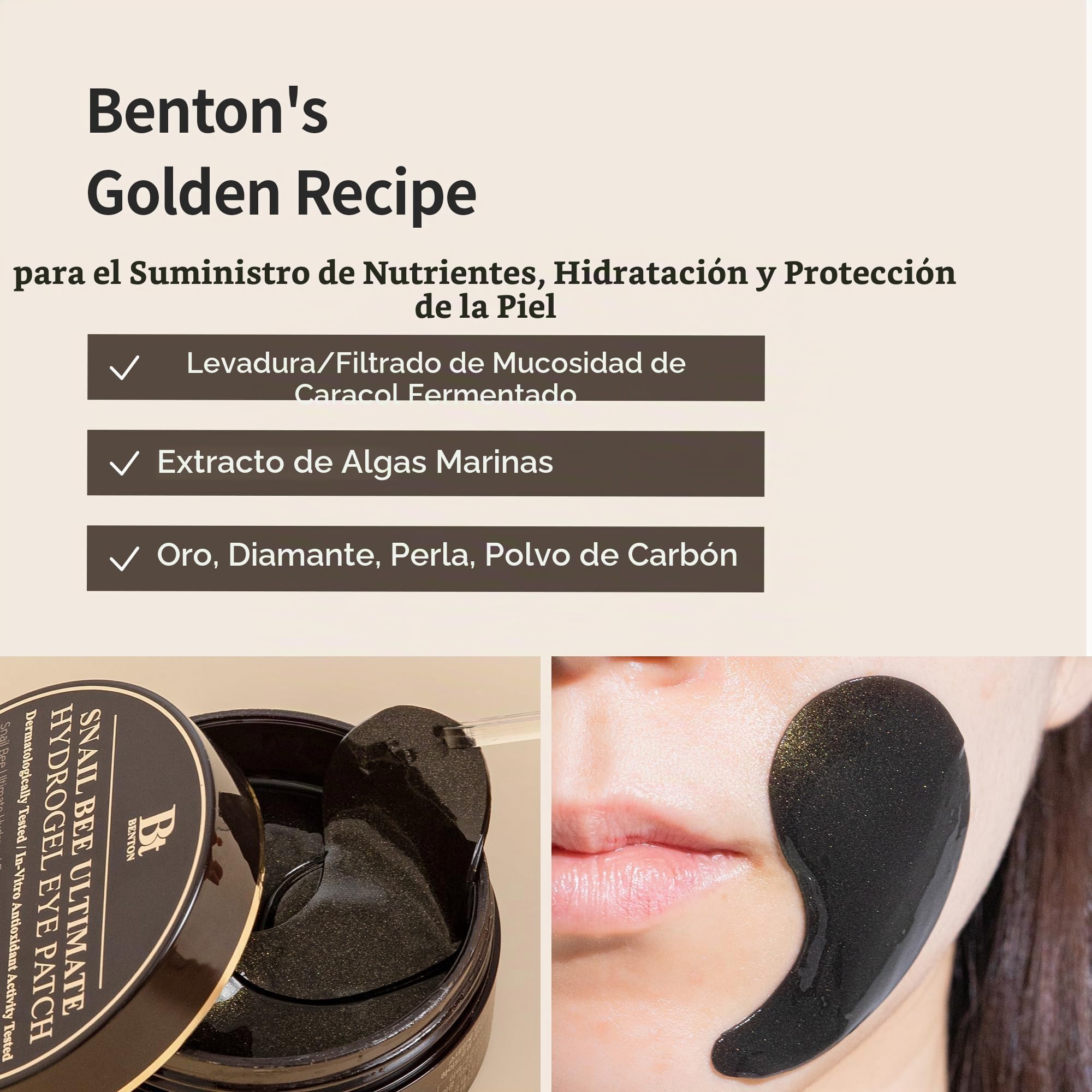 BENTON Snail Bee Ultimate Hydrogel Eye Patch (60pcs) - Parches oculares hidratantes | Parches oculares de mucina de caracol | Parches oculares reutilizables | Parches oculares refrescantes