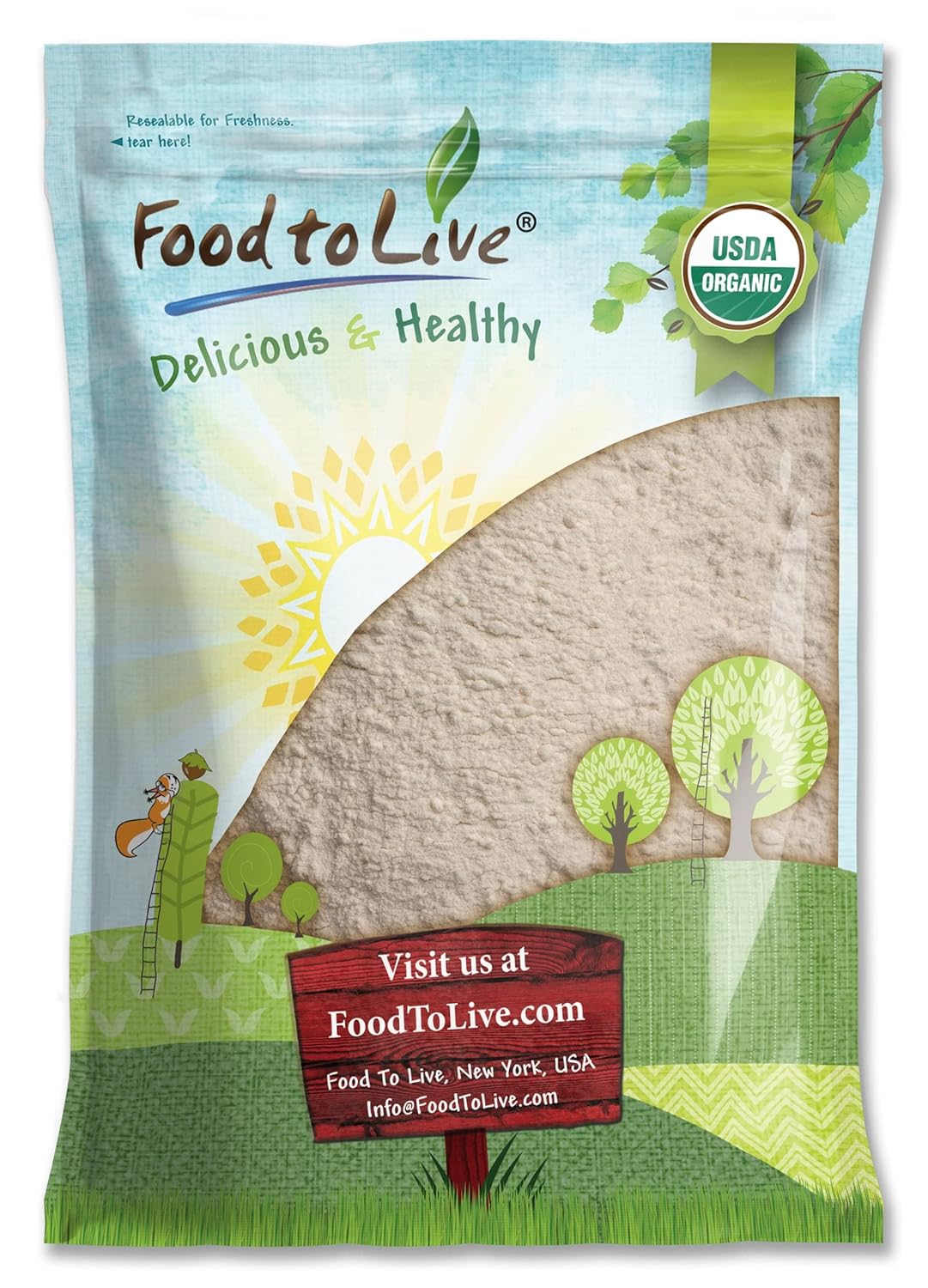 Food to Live Organic Spelt Flour, 8 Pounds — Whole Grain, Non-GMO, Kosher, Vegan, Bulk, Great for Baking Bread, Product of the USA