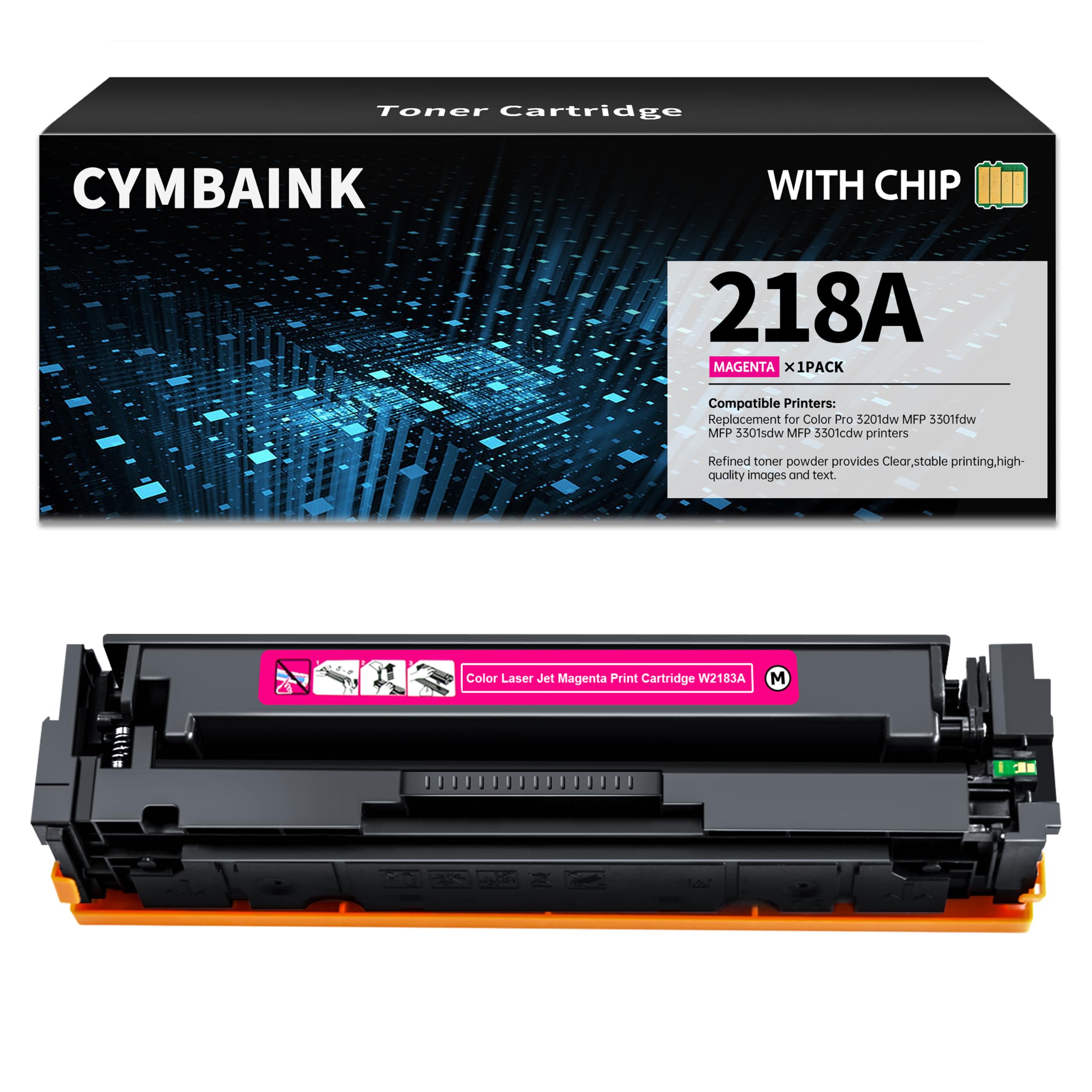 with Chip 218X 218A Toner Cartridge Replacement for HP 218A 218X Toner for Color Pro 3201dw; Color Pro MFP 3301cdw 3301fdw 3301sdw Printers (Magenat)