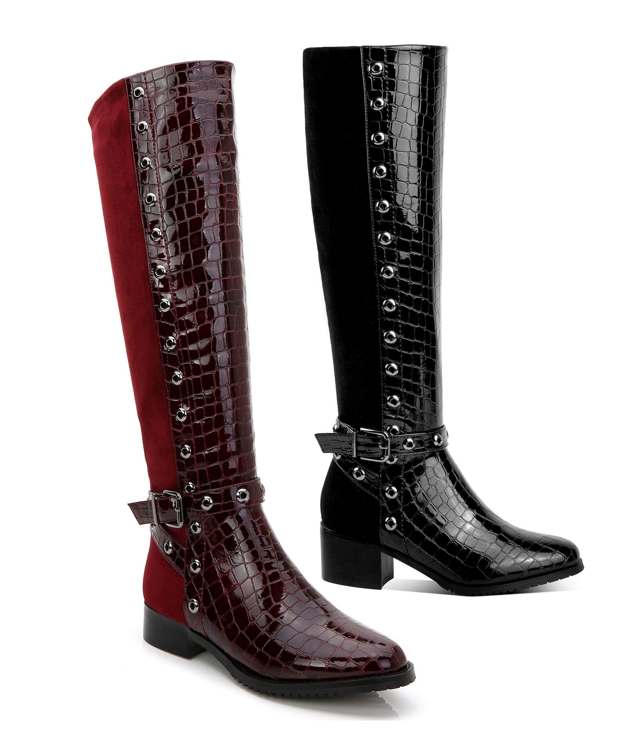 Buy ANN CREEKWomen's 'Rucio' KneeHigh Low Heel Croc Print Front 2Tone