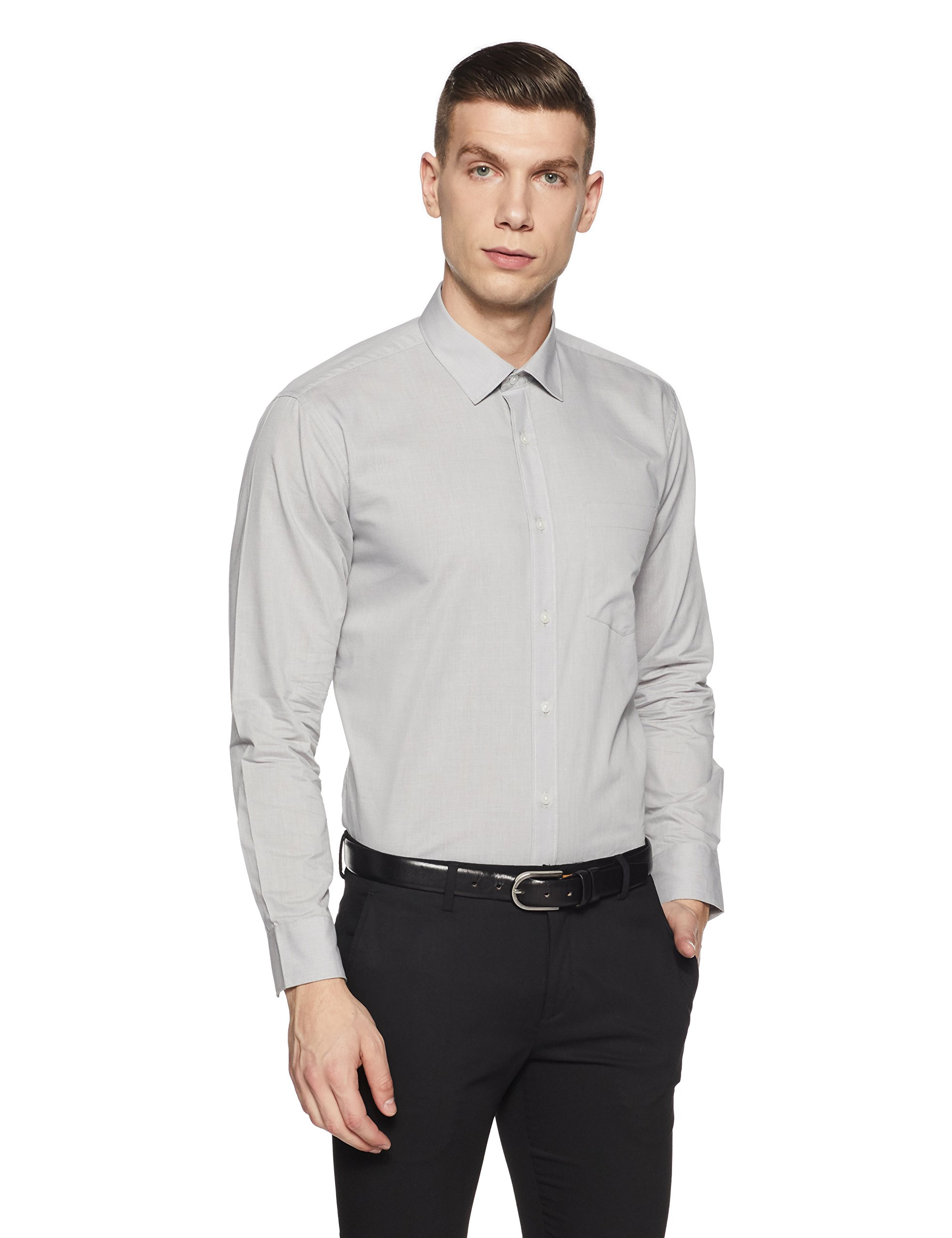 Amazon Brand - SymbolMen's Solid Regular Fit Full Sleeve Cotton Formal Shirt (AW17MFS229)