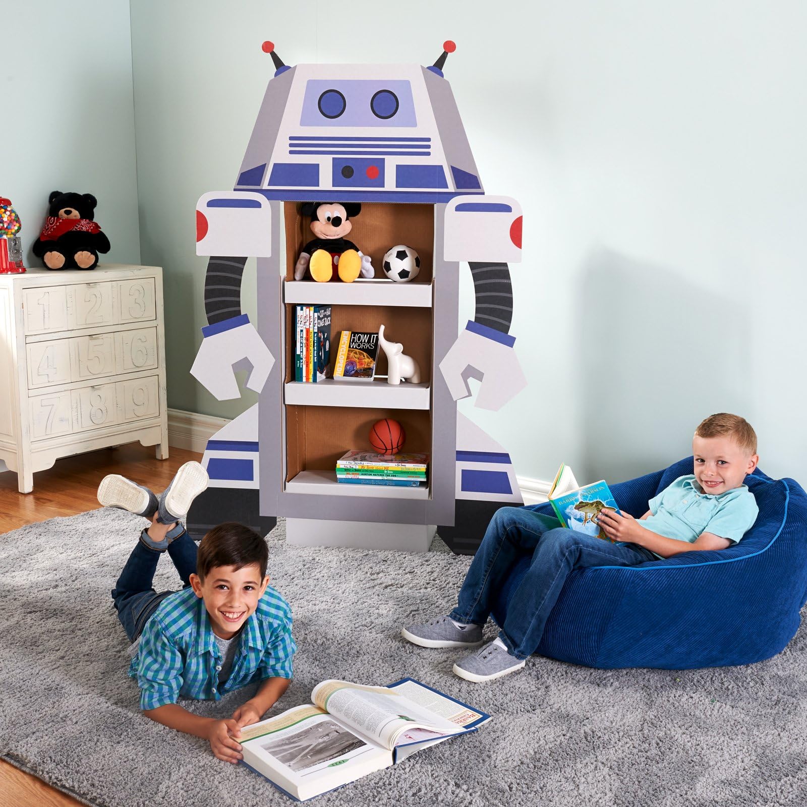 Rocket to Space Robot Room Decoration - Life Size Cardboard Character Bookshelf