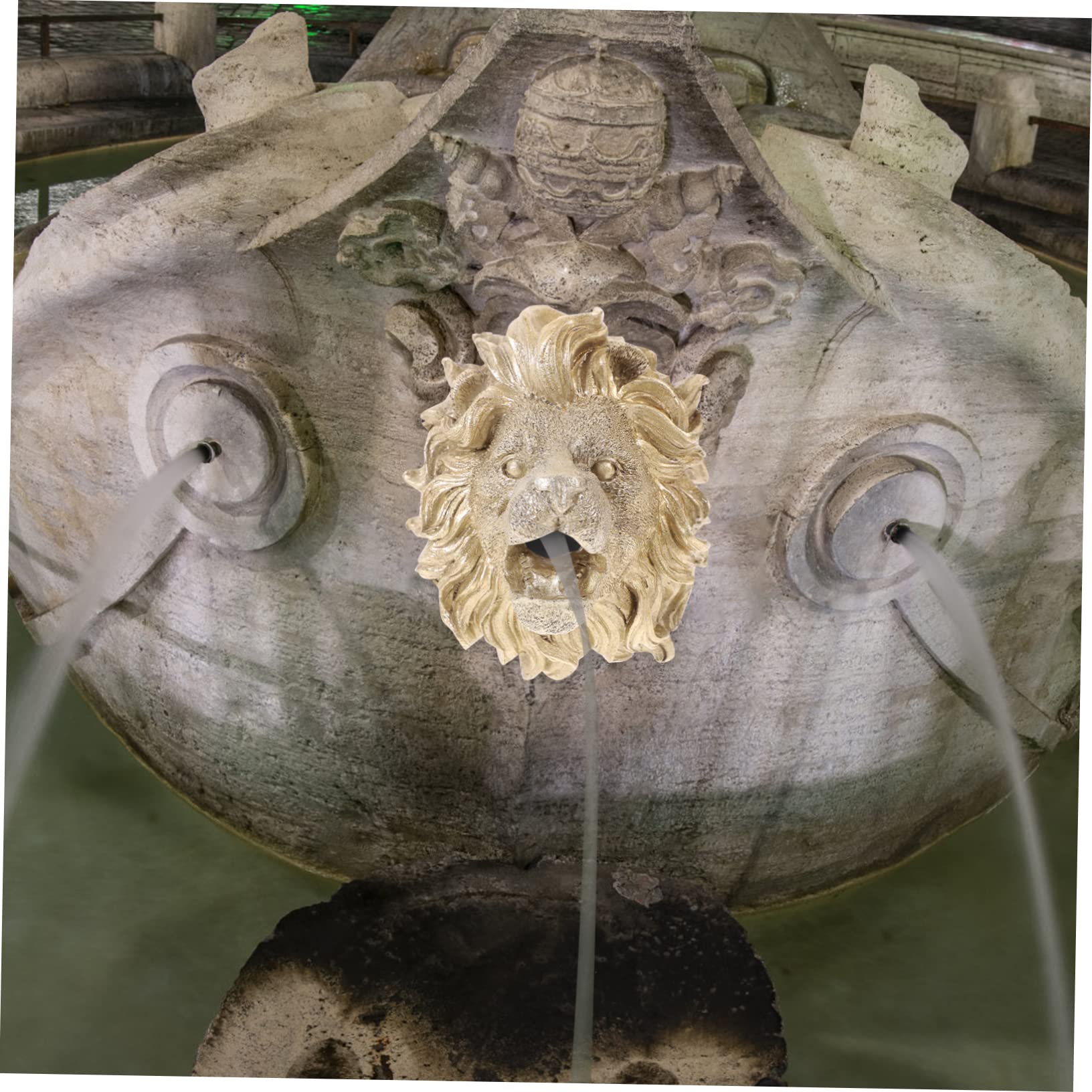 BESTonZON Decorative Fountain Spray Nozzle Lion Head Water Dispenser for Outdoor Garden