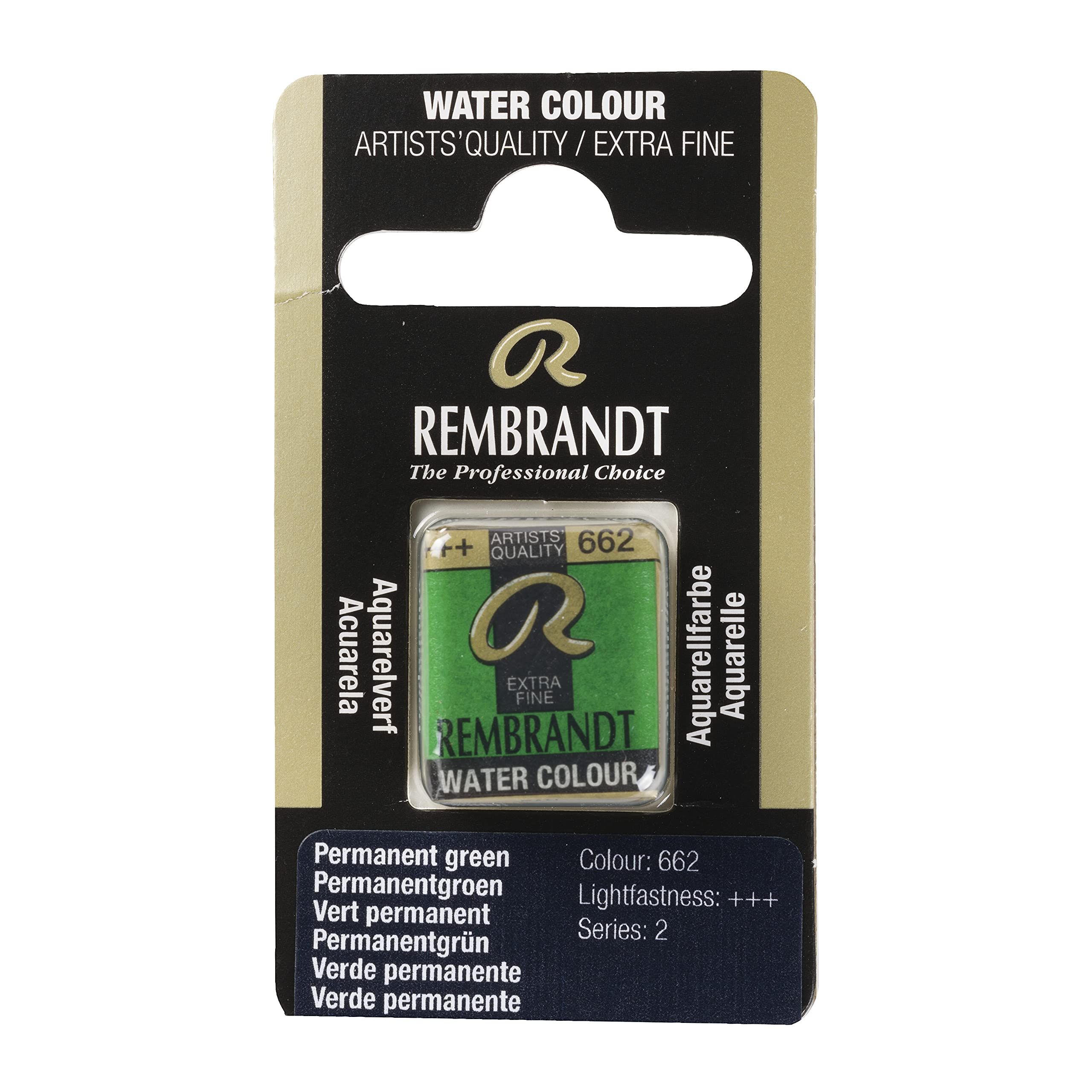 Royal Talens : Rembrandt Watercolour Paint : Half Pan : Permanent Green