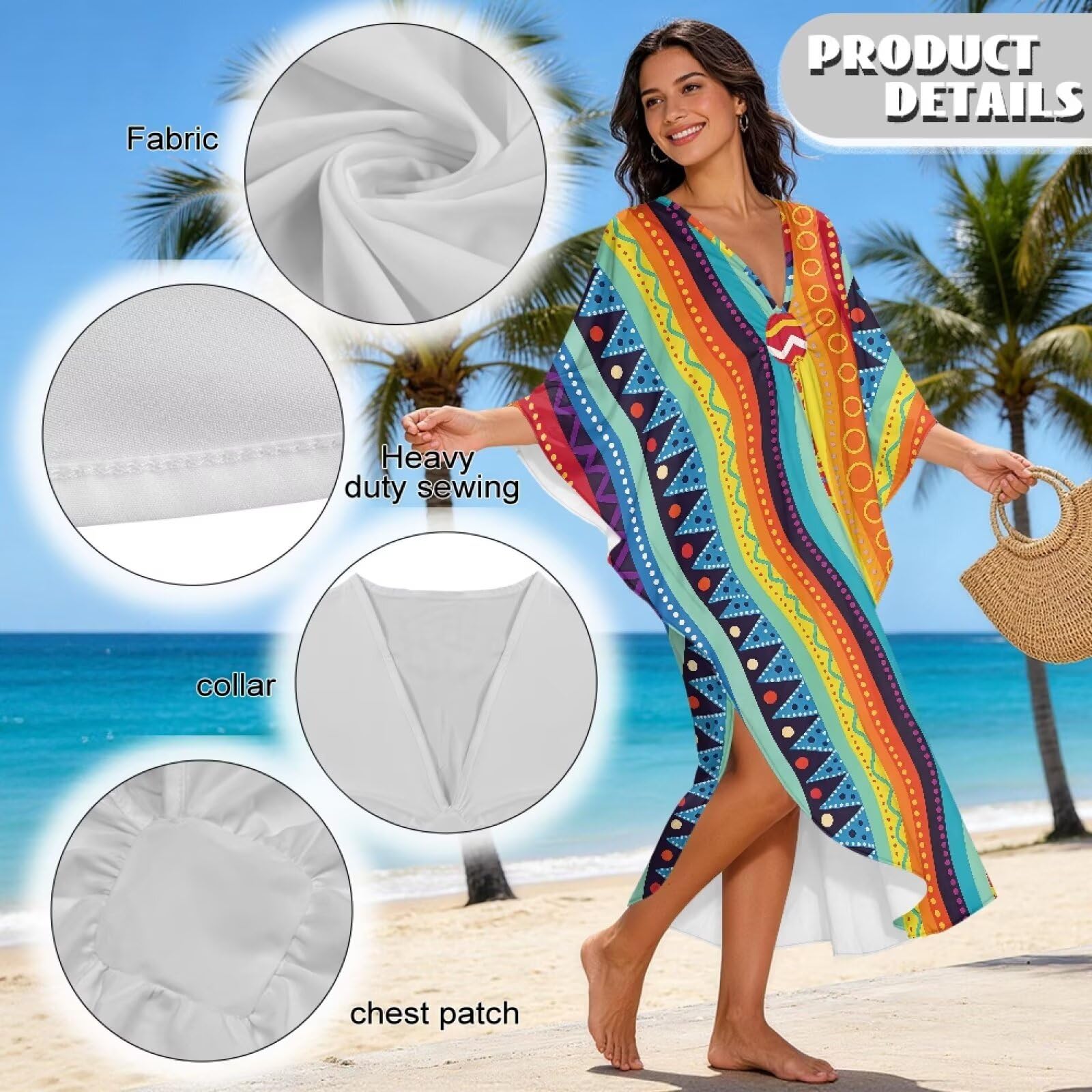 Poceacles Letnia sukienka maxi plus size kaftan sukienka dla kobiet kaftan plaża okrycie strój kąpielowy okrycie na podróż
